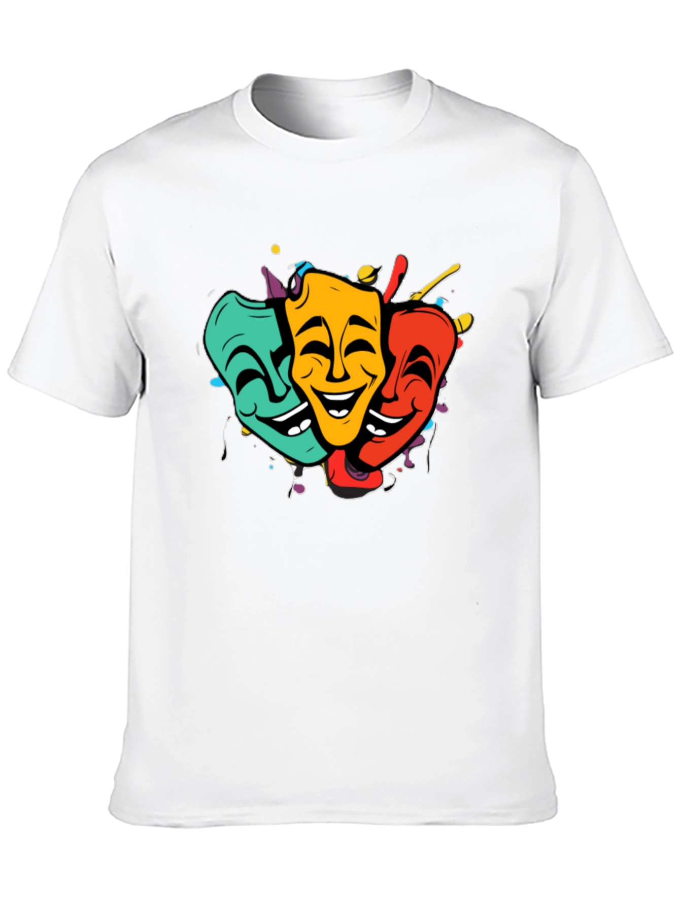 Comedy & Tragedy Masks Graphic T-Shirt - Black