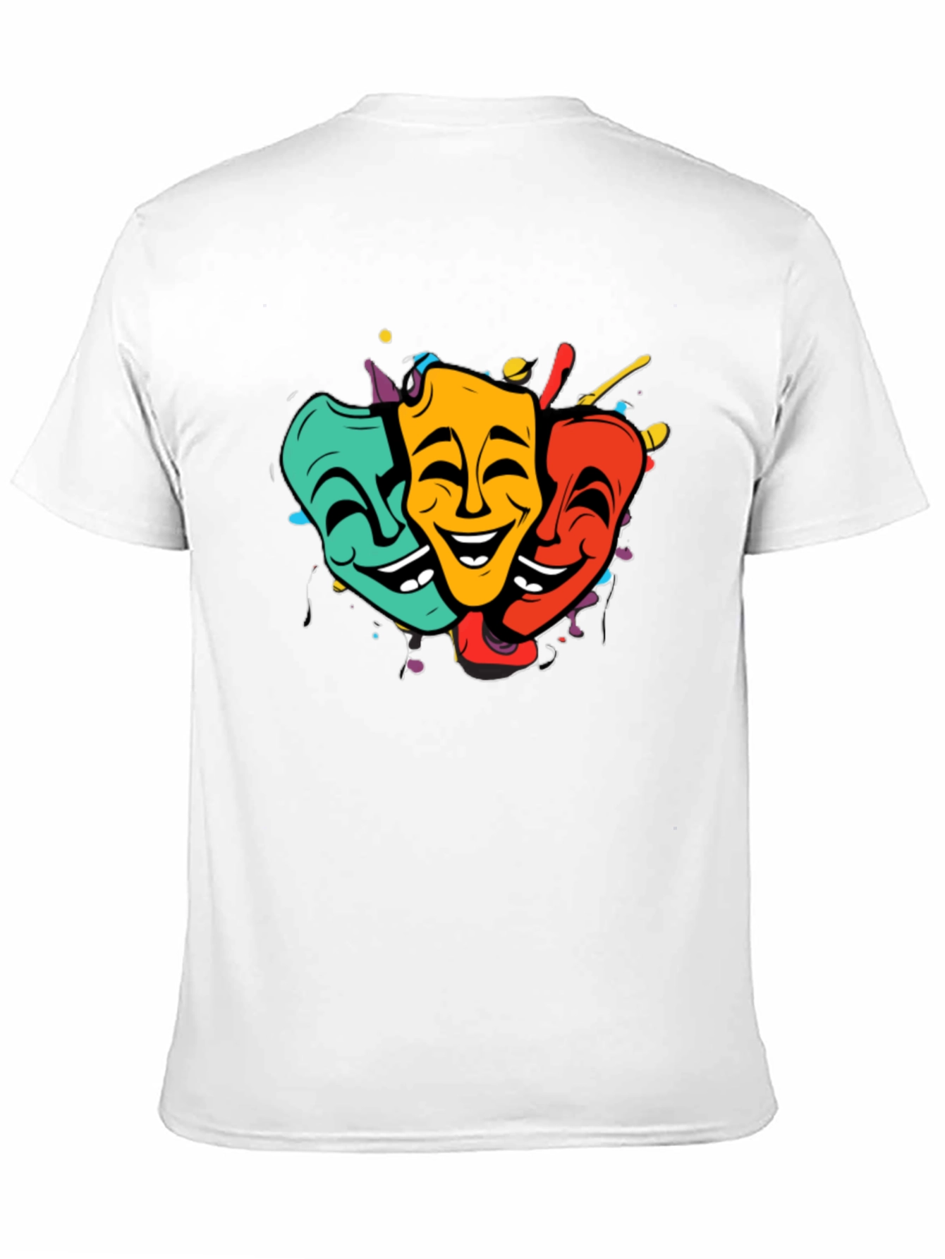 Comedy & Tragedy Masks Graphic T-Shirt - Black