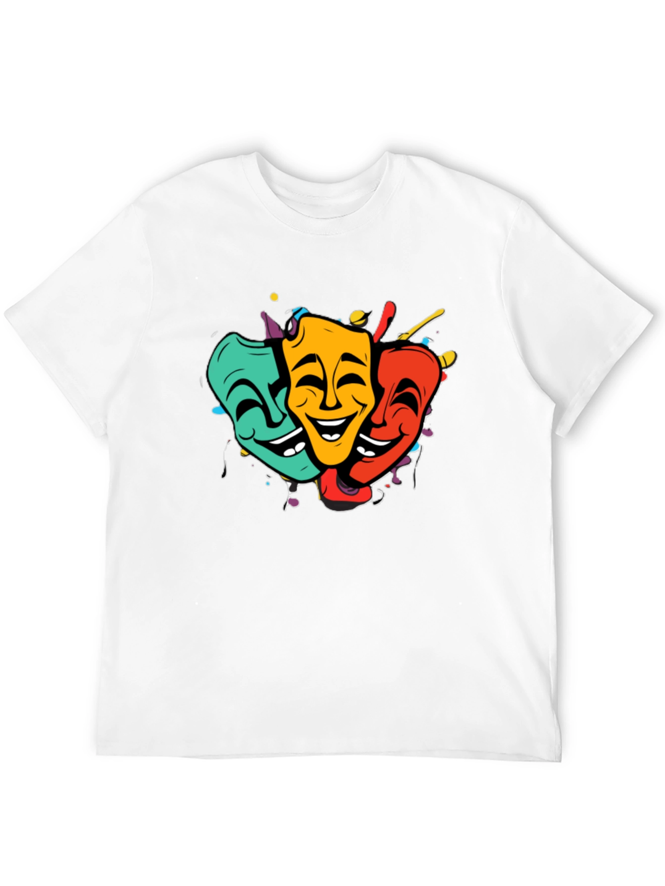 Comedy & Tragedy Masks Graphic T-Shirt - Black