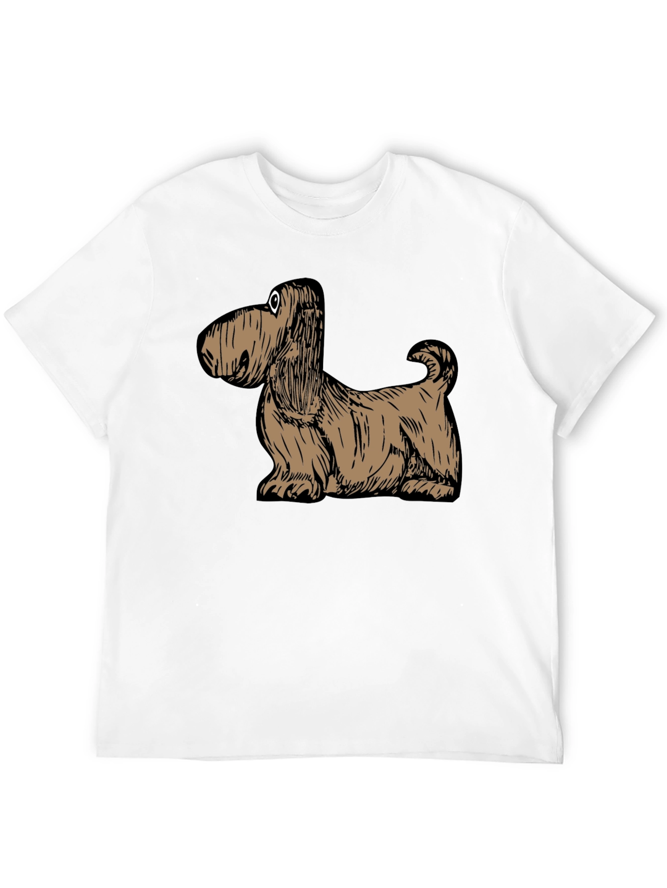 Cartoon Dog Graphic Tee - Black Cotton T-Shirt