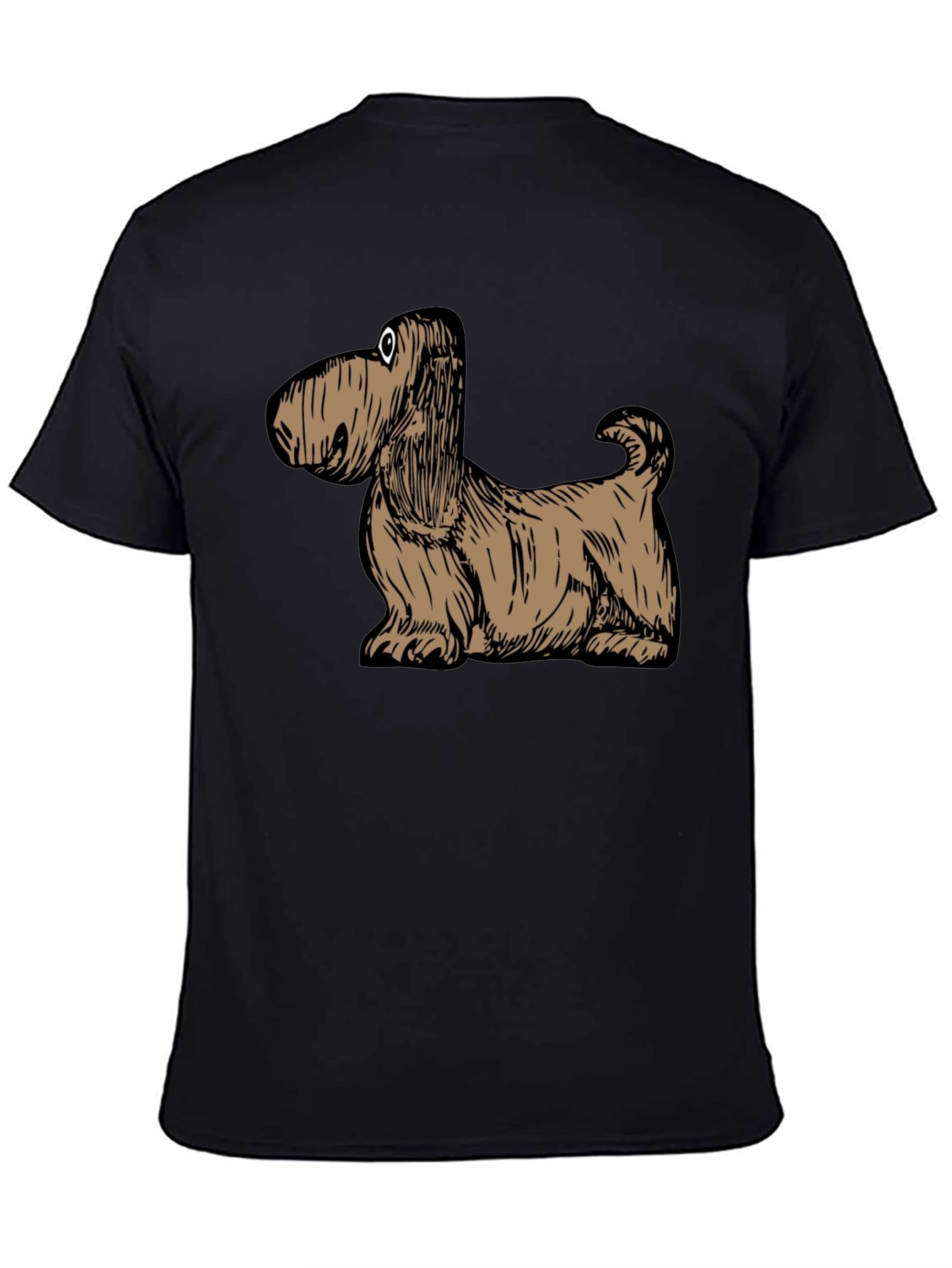 Cartoon Dog Graphic Tee - Black Cotton T-Shirt