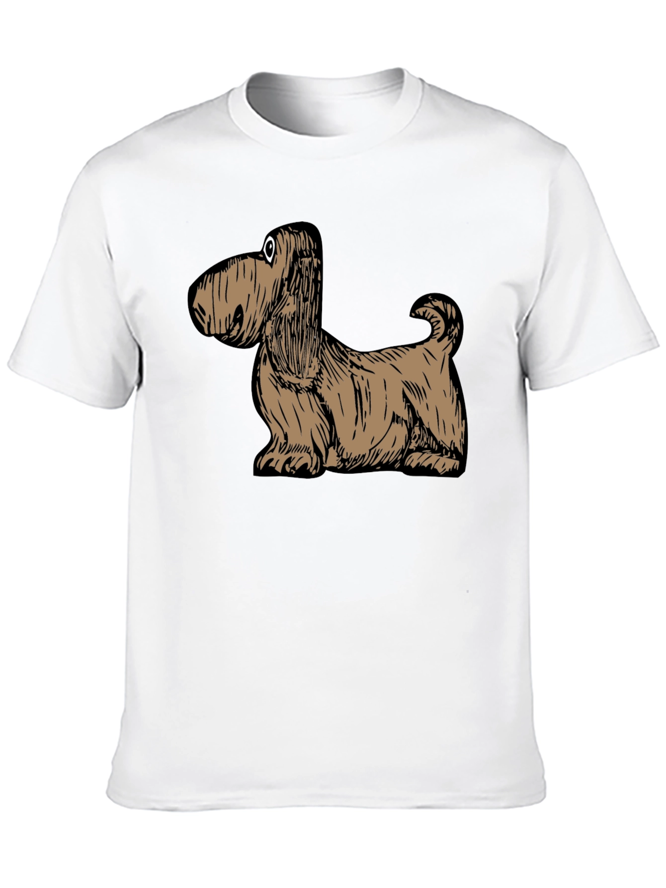 Cartoon Dog Graphic Tee - Black Cotton T-Shirt
