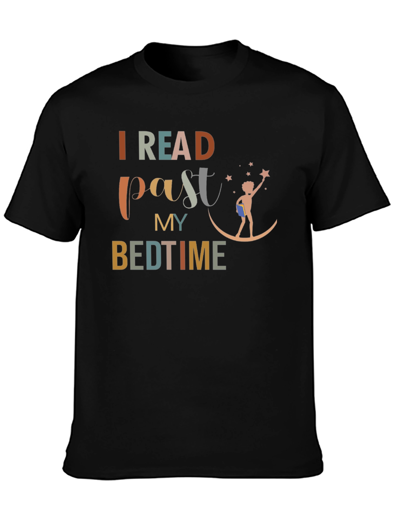 I Read Past My Bedtime Black T-Shirt