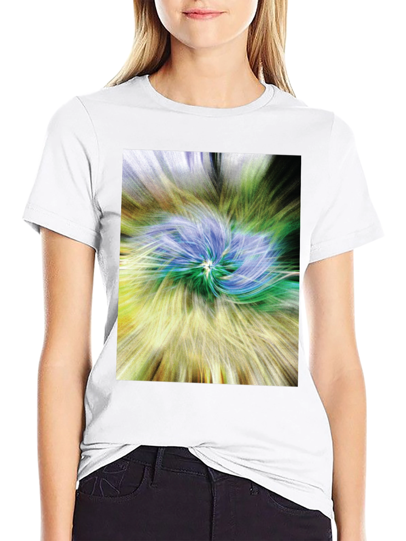 Abstract Swirl Graphic Tee - Black