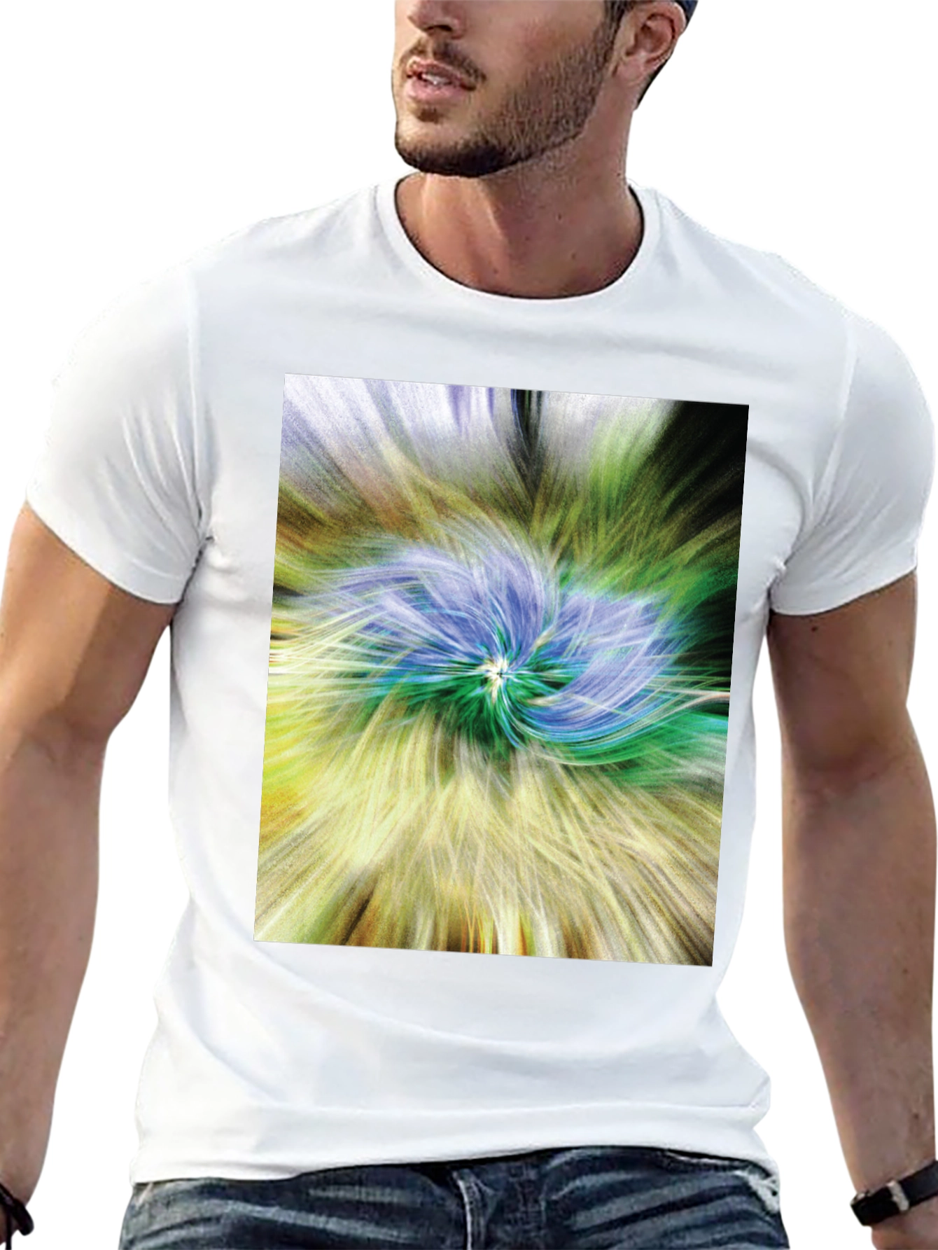 Abstract Swirl Graphic Tee - Black