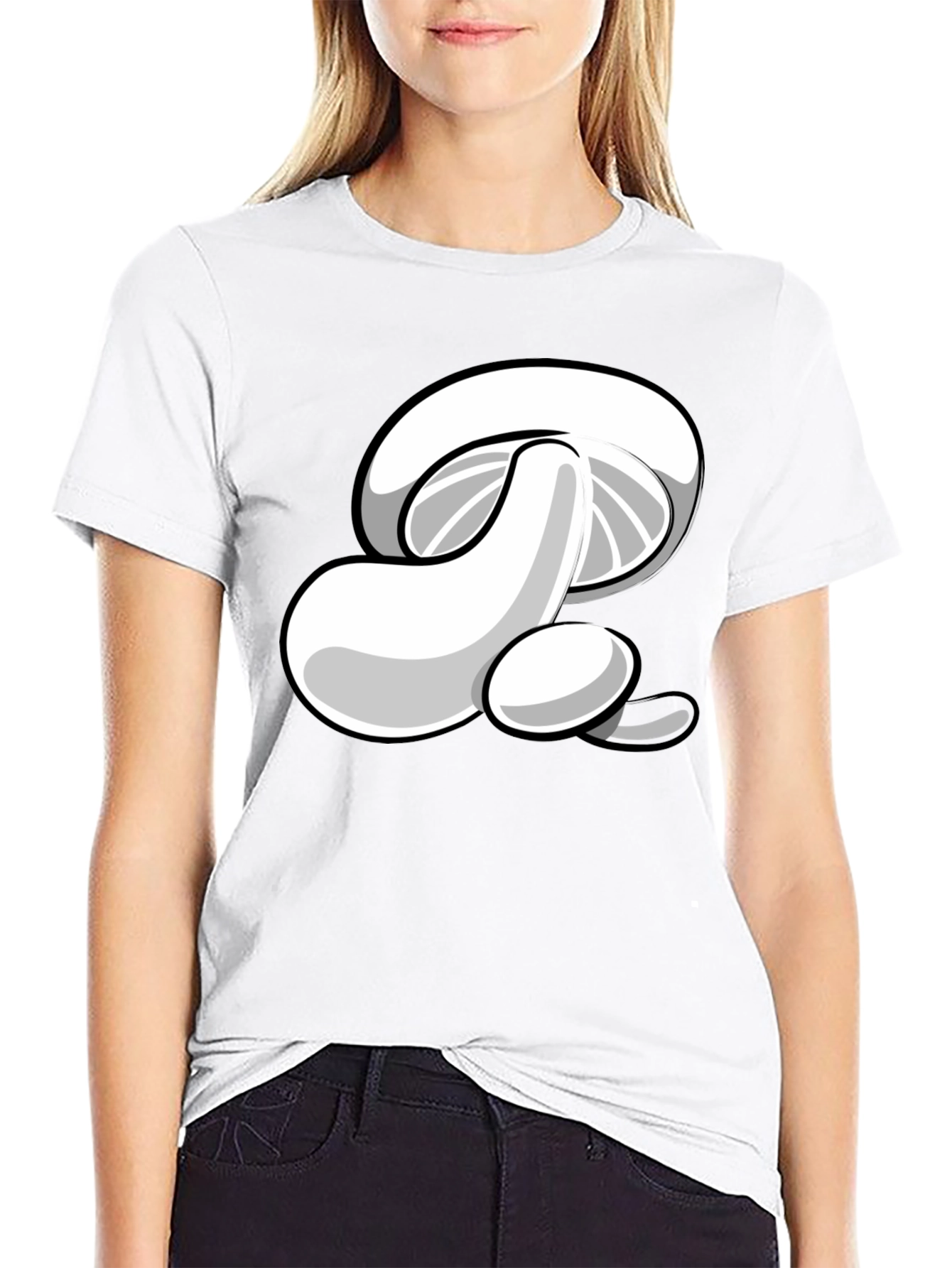 Mushroom Graphic Print Black T-Shirt