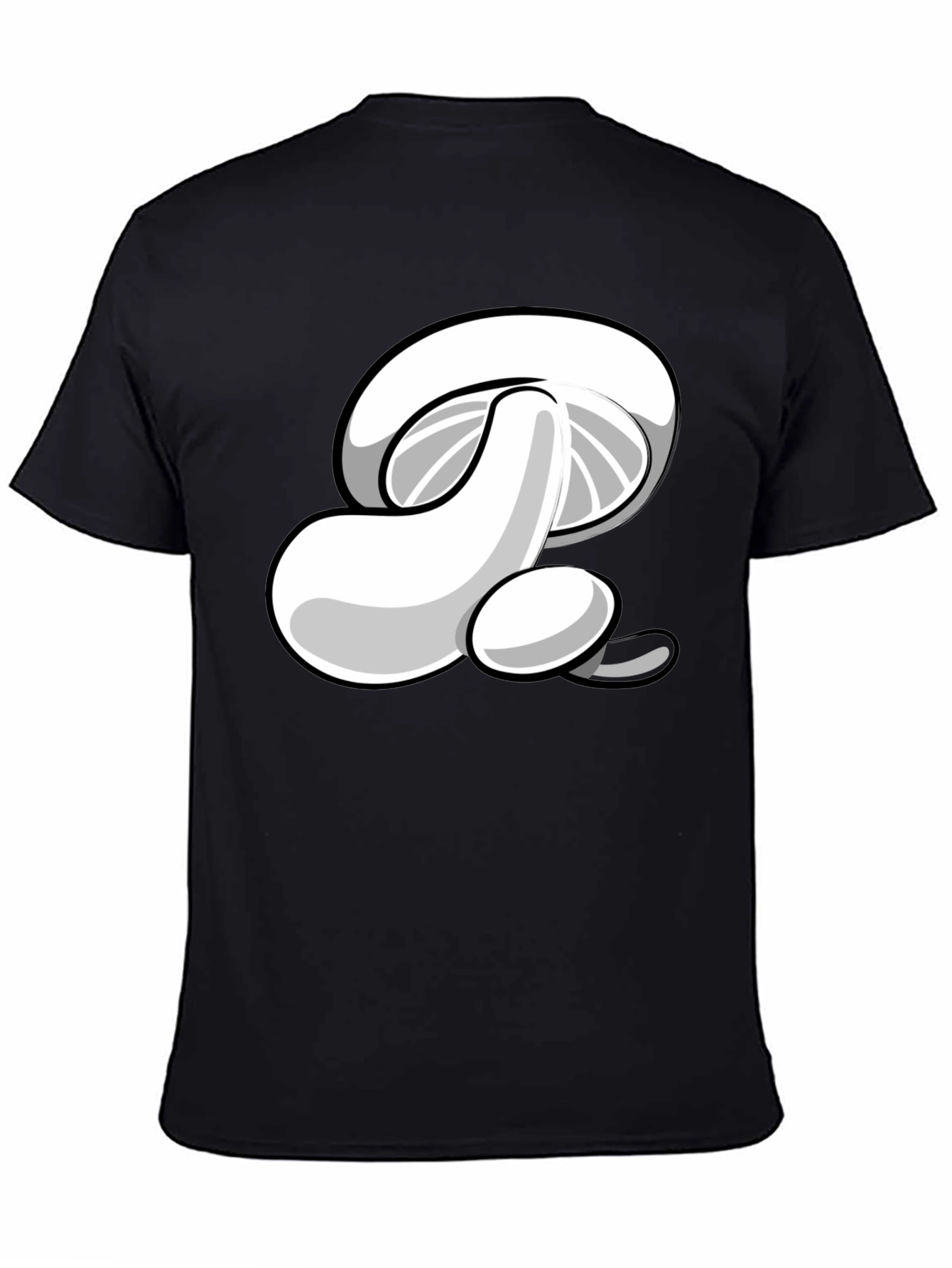 Mushroom Graphic Print Black T-Shirt