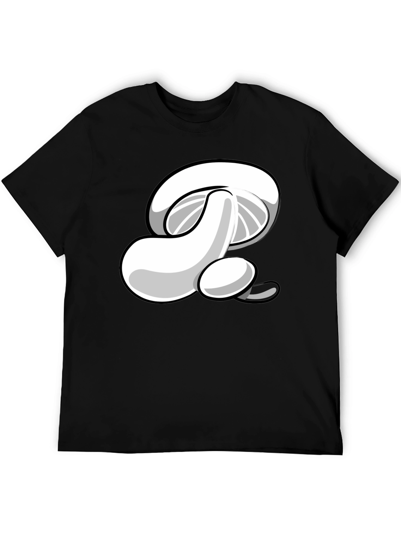 Mushroom Graphic Print Black T-Shirt