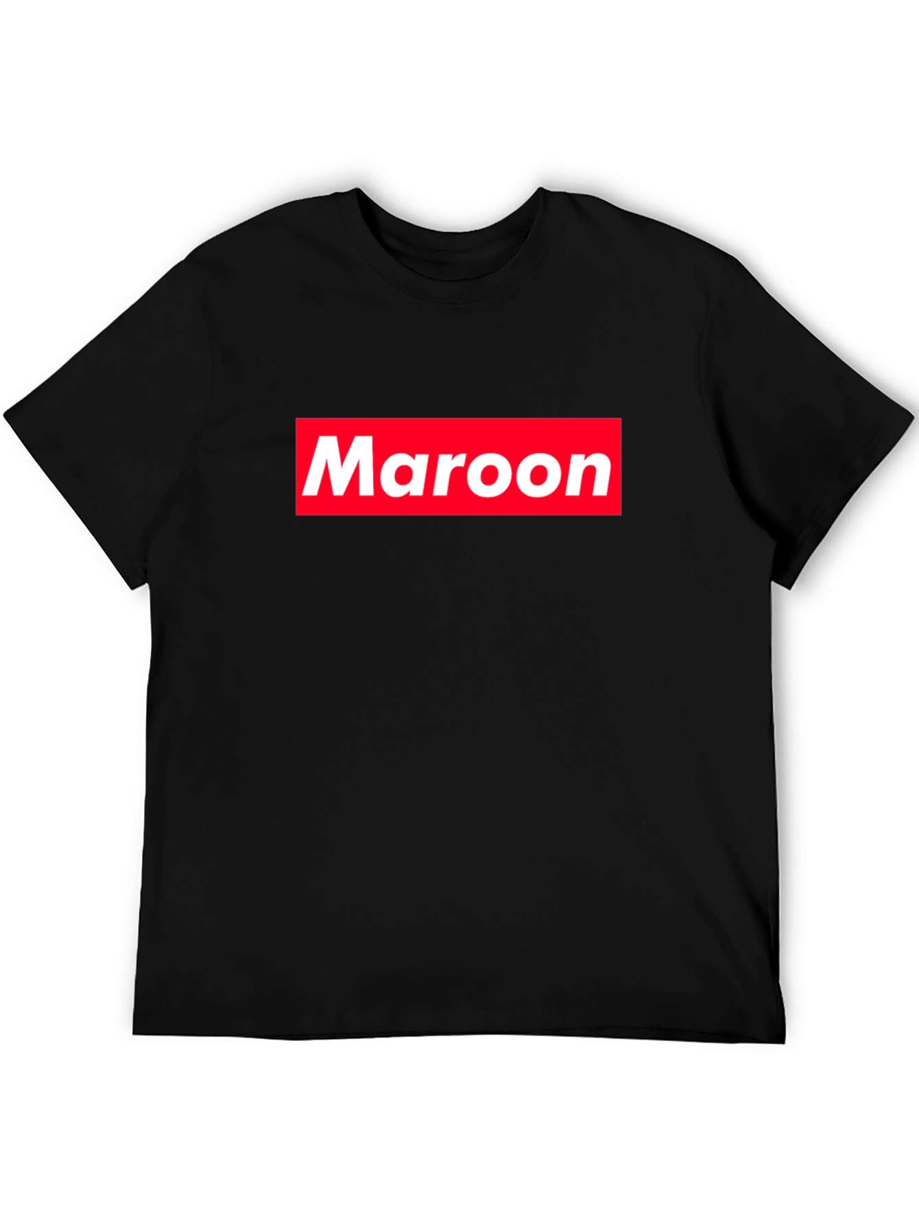 Maroon Box Logo Black T-Shirt