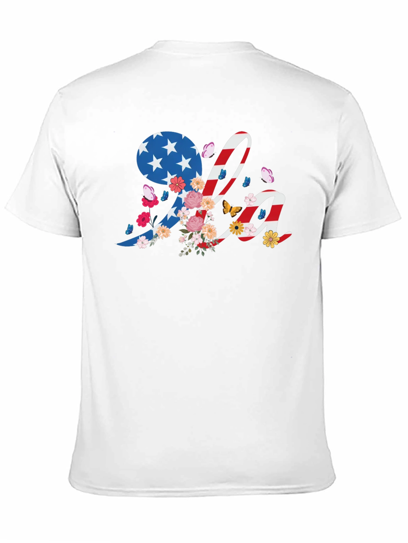 Patriotic USA Floral Graphic T-Shirt
