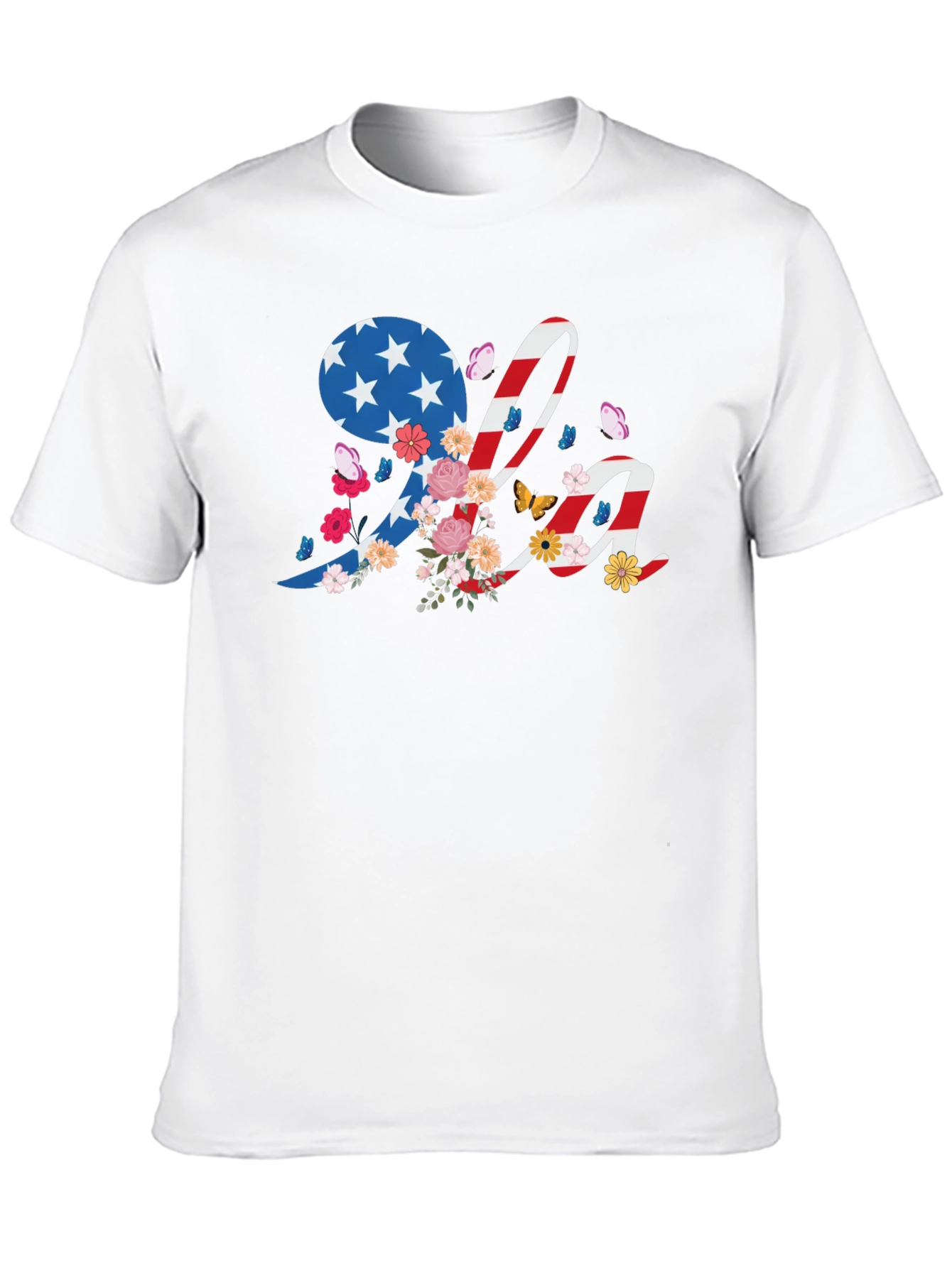 Patriotic USA Floral Graphic T-Shirt