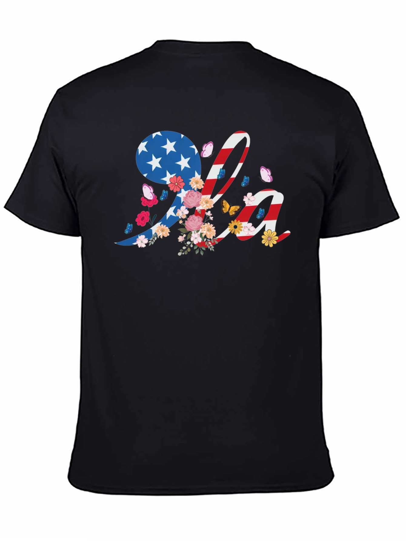 Patriotic USA Floral Graphic T-Shirt
