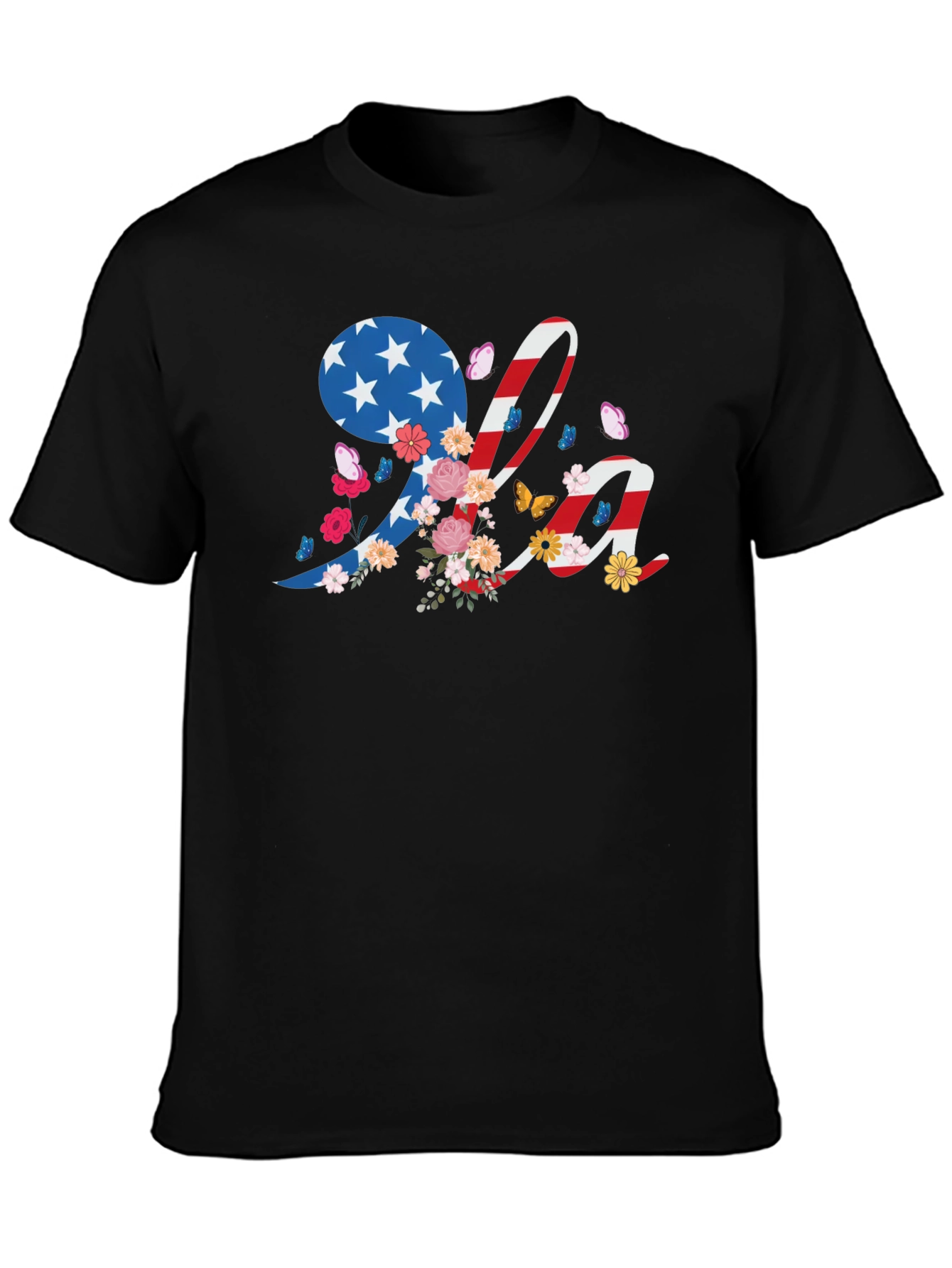Patriotic USA Floral Graphic T-Shirt