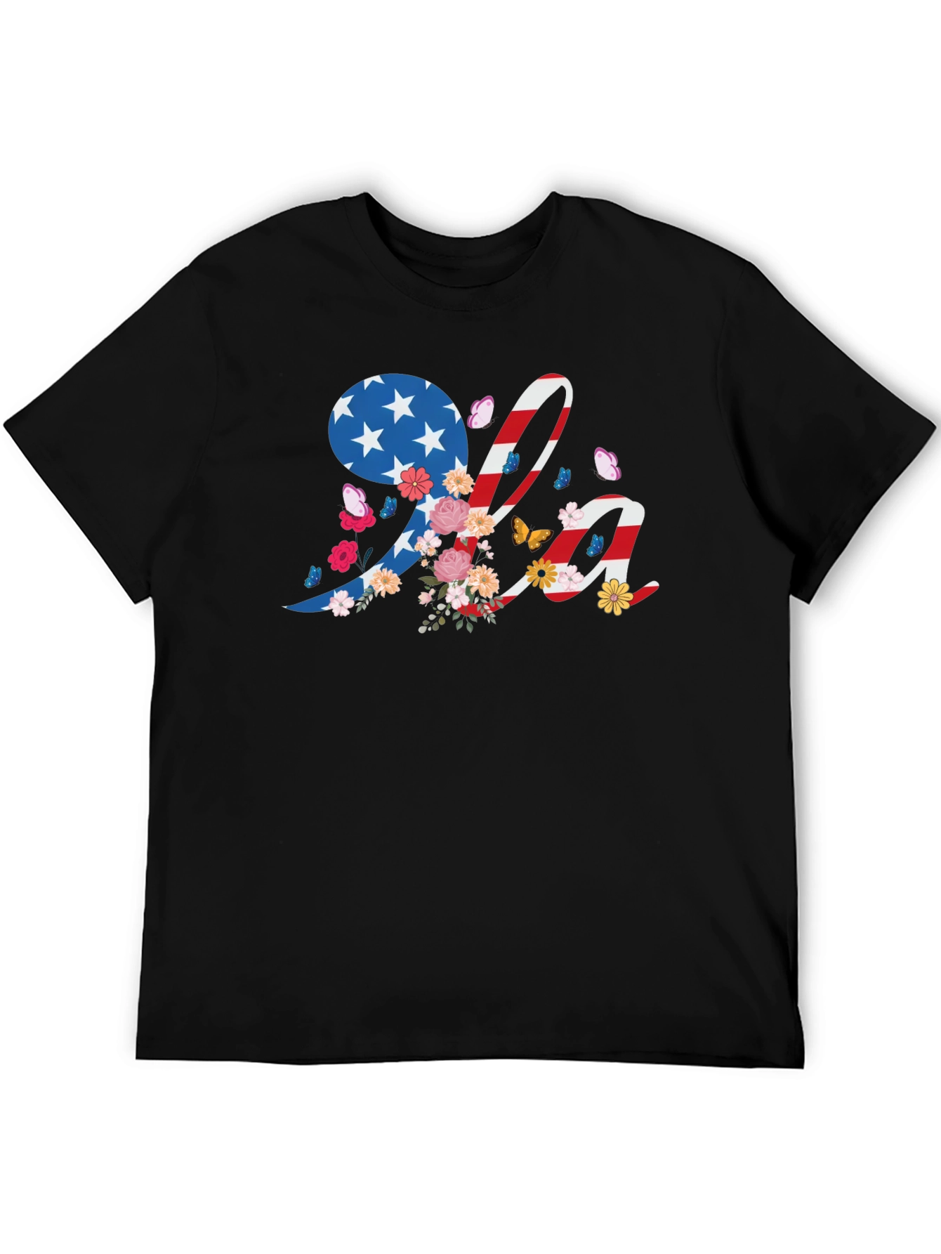 Patriotic USA Floral Graphic T-Shirt