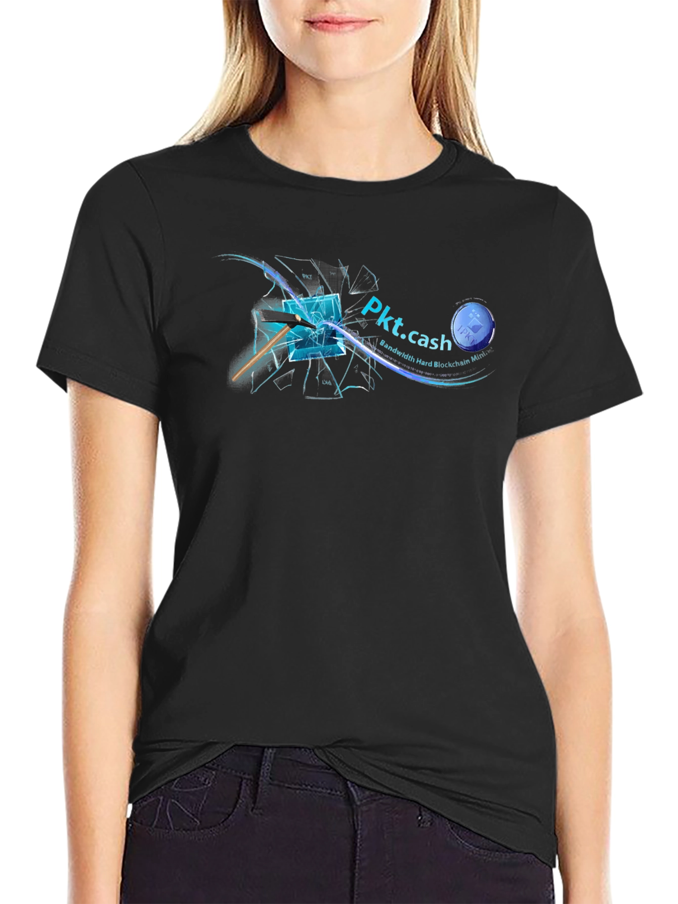 Pkt.cash Black T-Shirt - Bandwidth Hard Blockchain Mining
