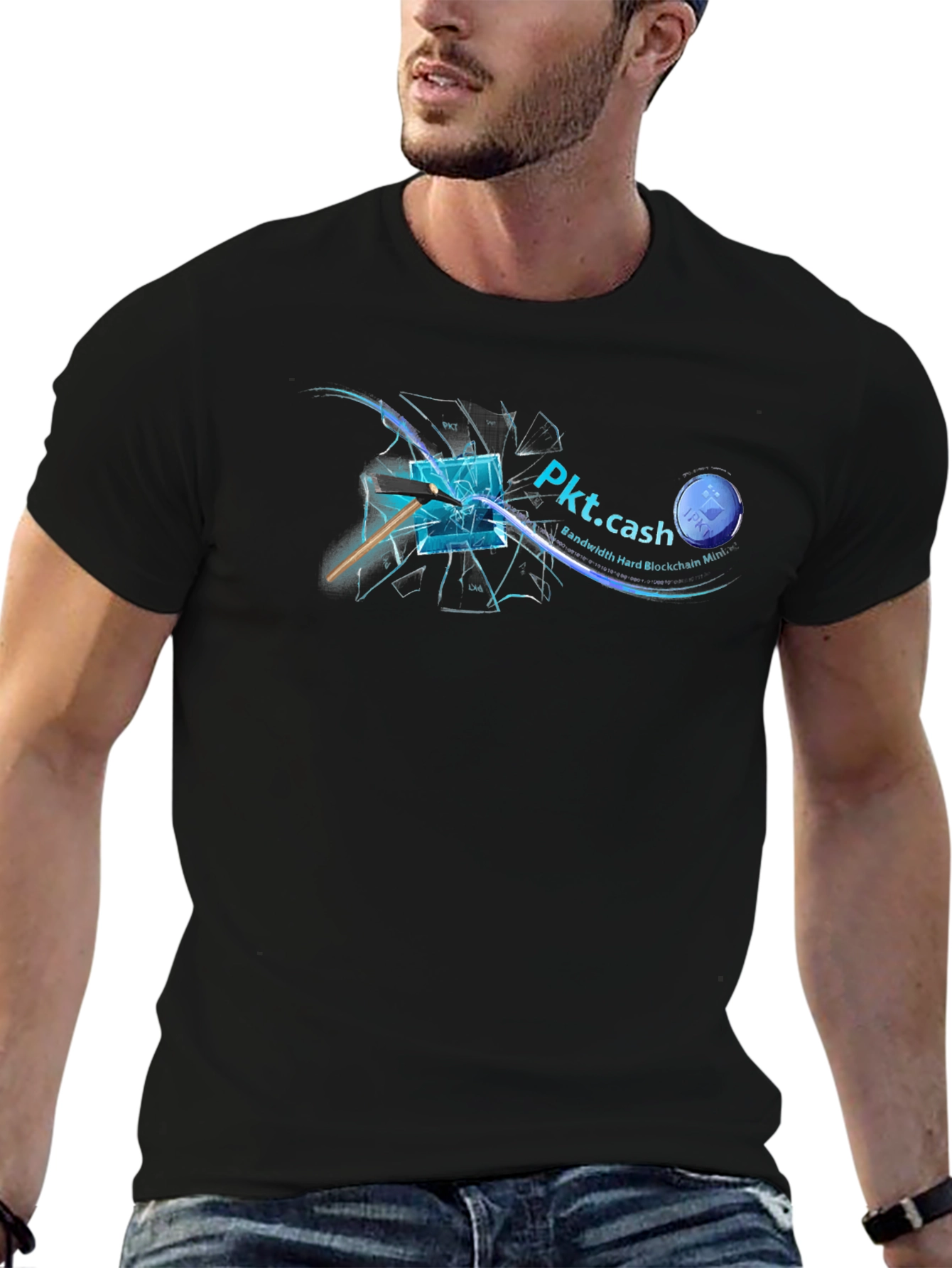 Pkt.cash Black T-Shirt - Bandwidth Hard Blockchain Mining