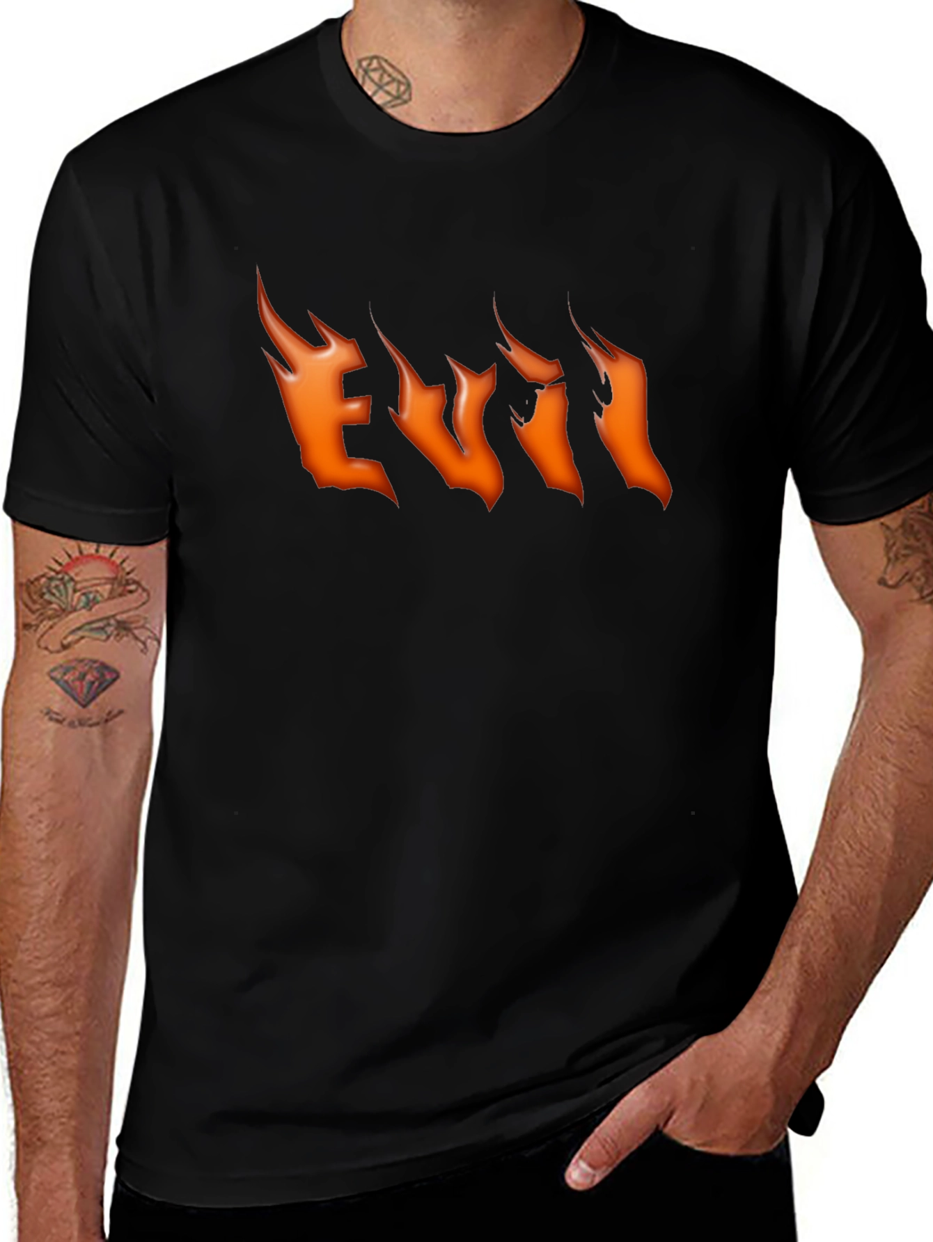 Evil Flames Graphic Black T-Shirt