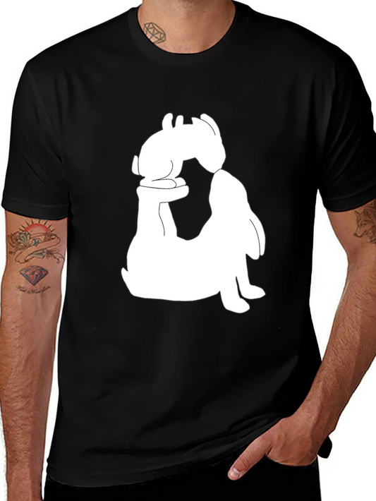 Black T-Shirt with Rabbit Graphic