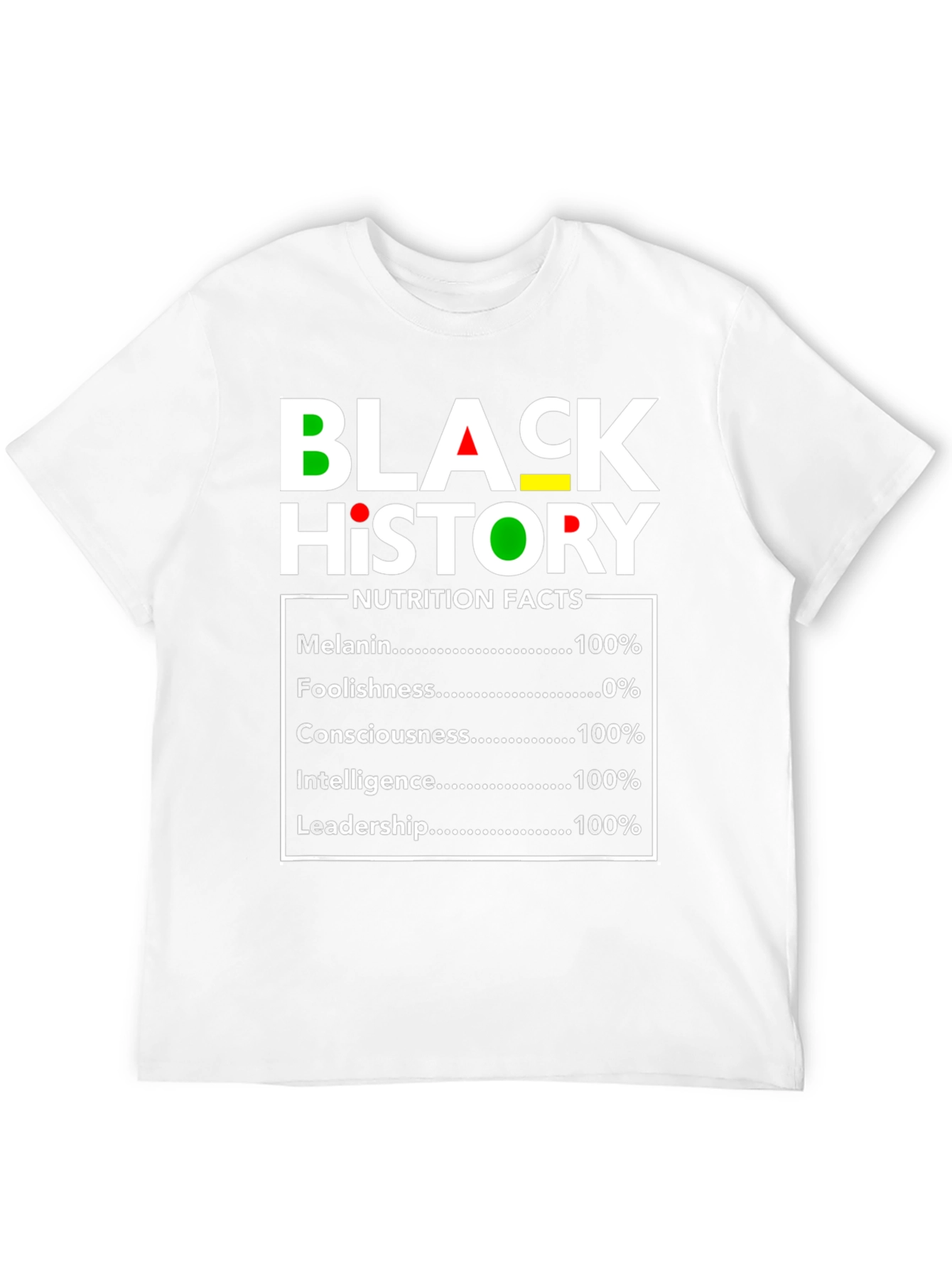 Black History Nutrition Facts Graphic T-Shirt