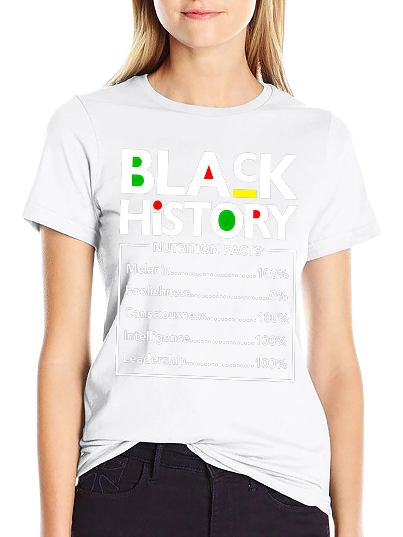 Black History Nutrition Facts Graphic T-Shirt