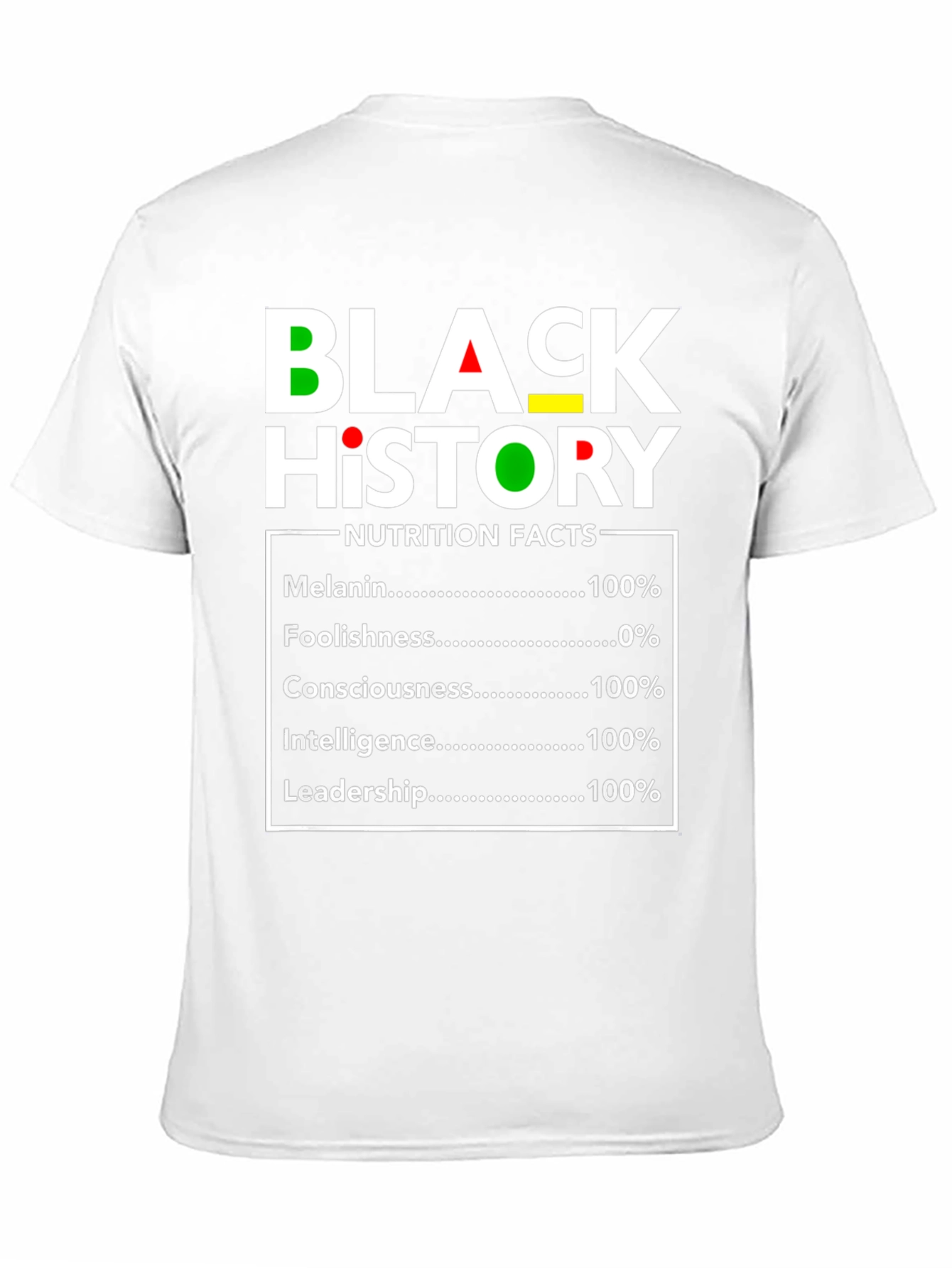 Black History Nutrition Facts Graphic T-Shirt