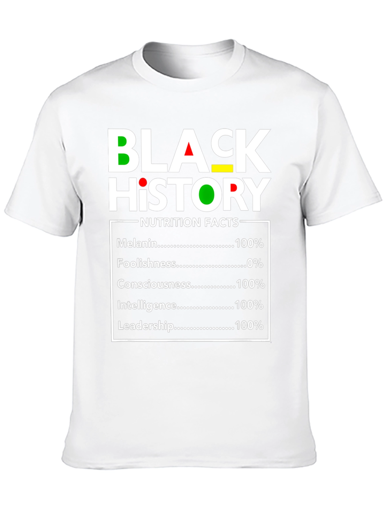 Black History Nutrition Facts Graphic T-Shirt