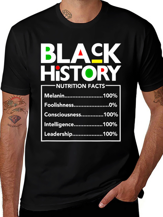 Black History Nutrition Facts Graphic T-Shirt