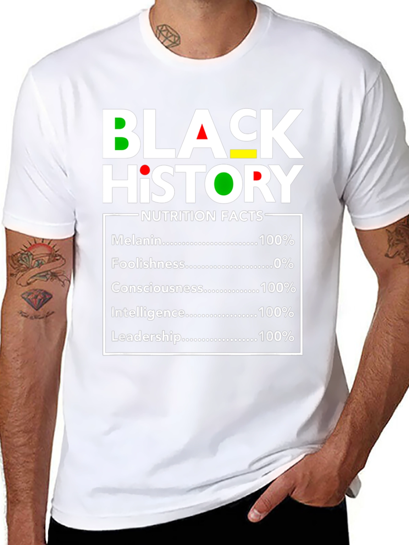 Black History Nutrition Facts Graphic T-Shirt