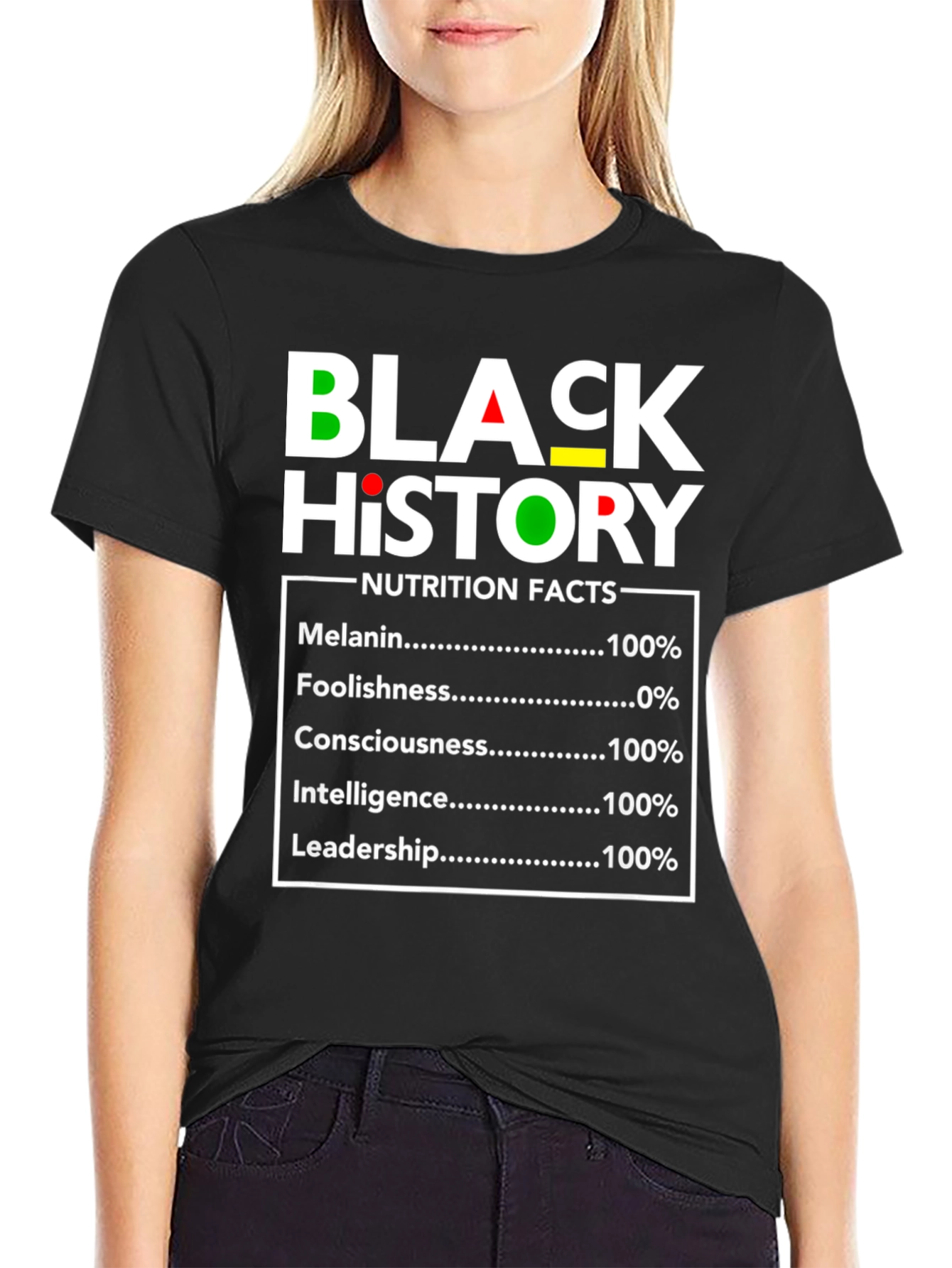 Black History Nutrition Facts Graphic T-Shirt