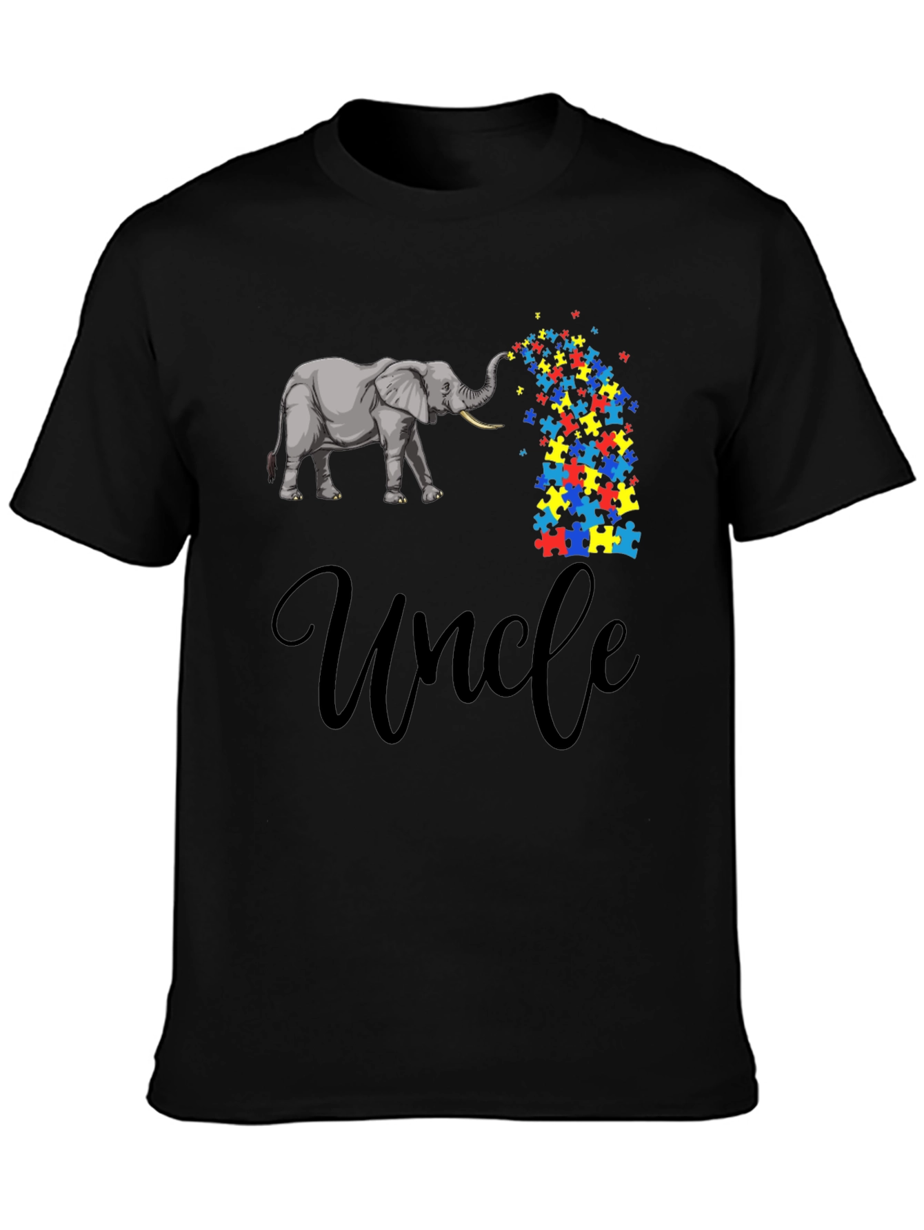 Autism Awareness Elephant Uncle T-Shirt