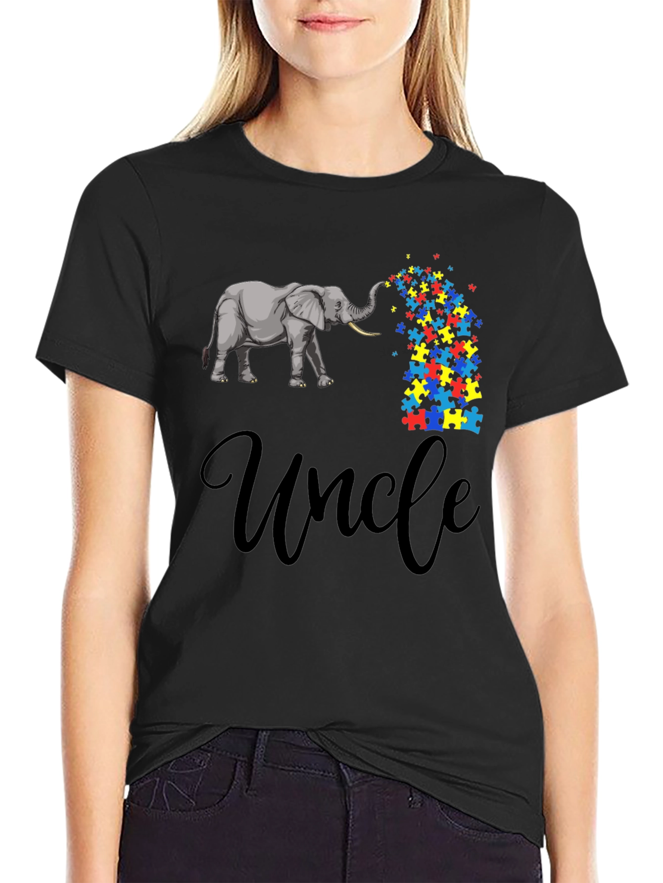 Autism Awareness Elephant Uncle T-Shirt