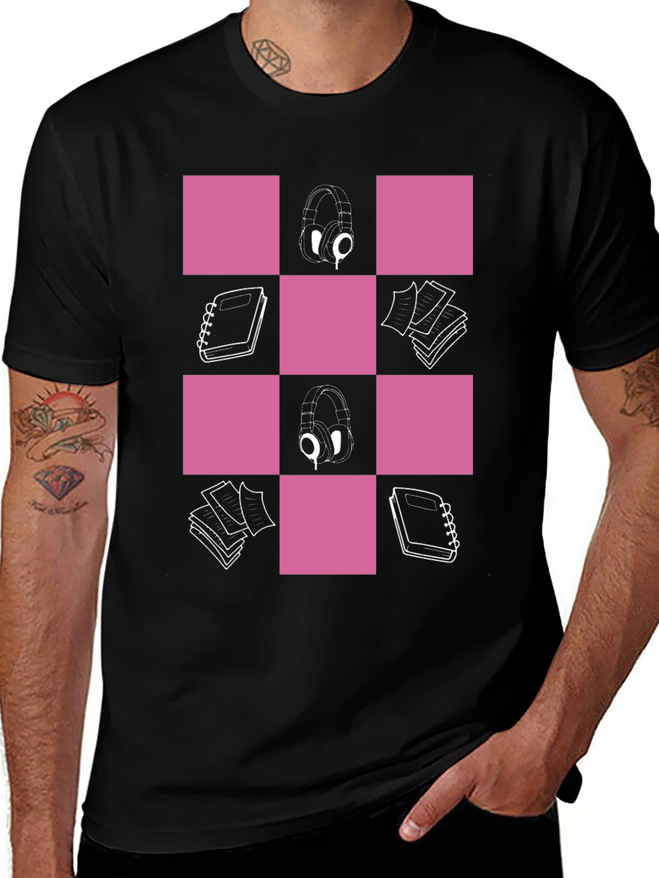 Headphones and Notebooks Graphic Tee