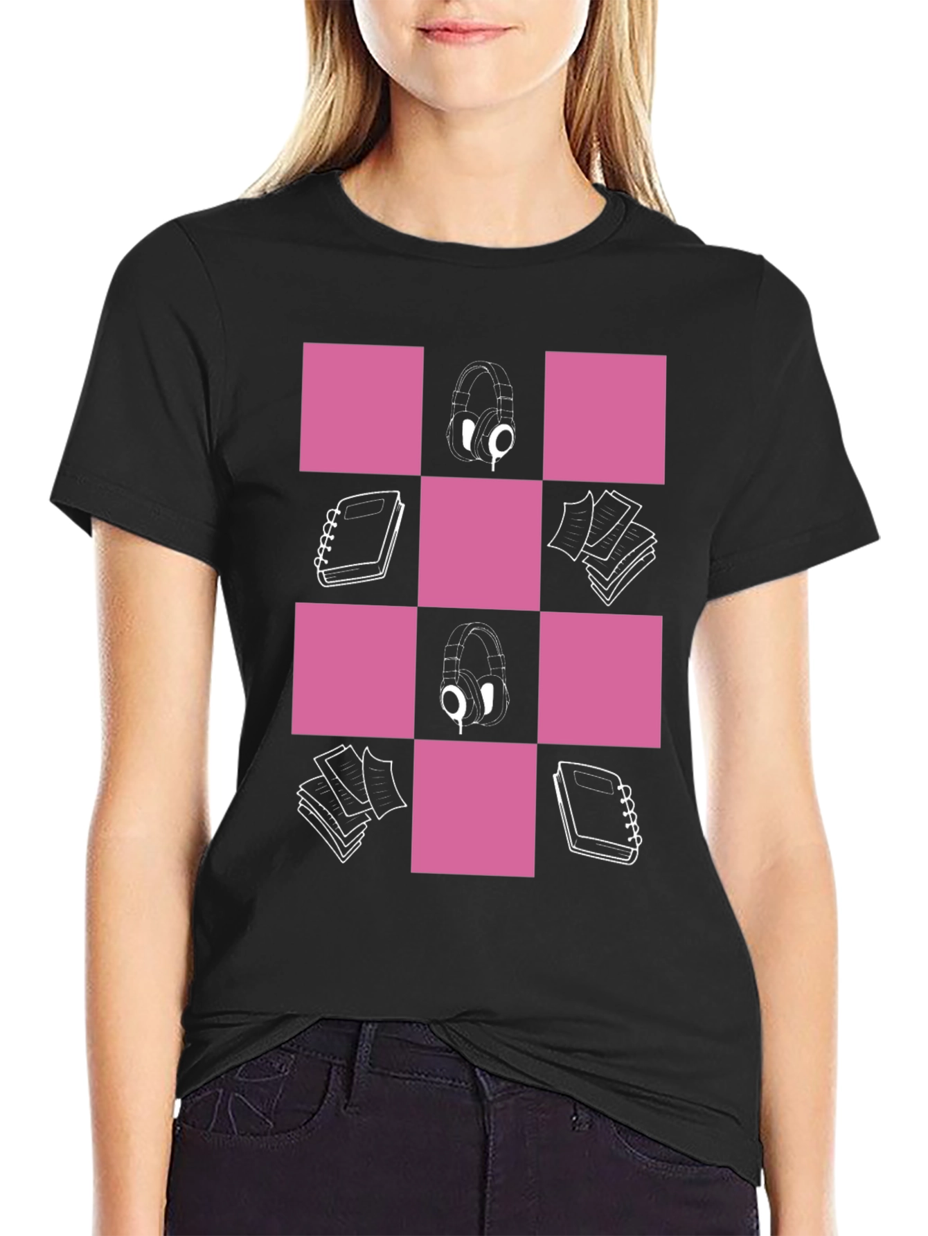 Headphones and Notebooks Graphic Tee