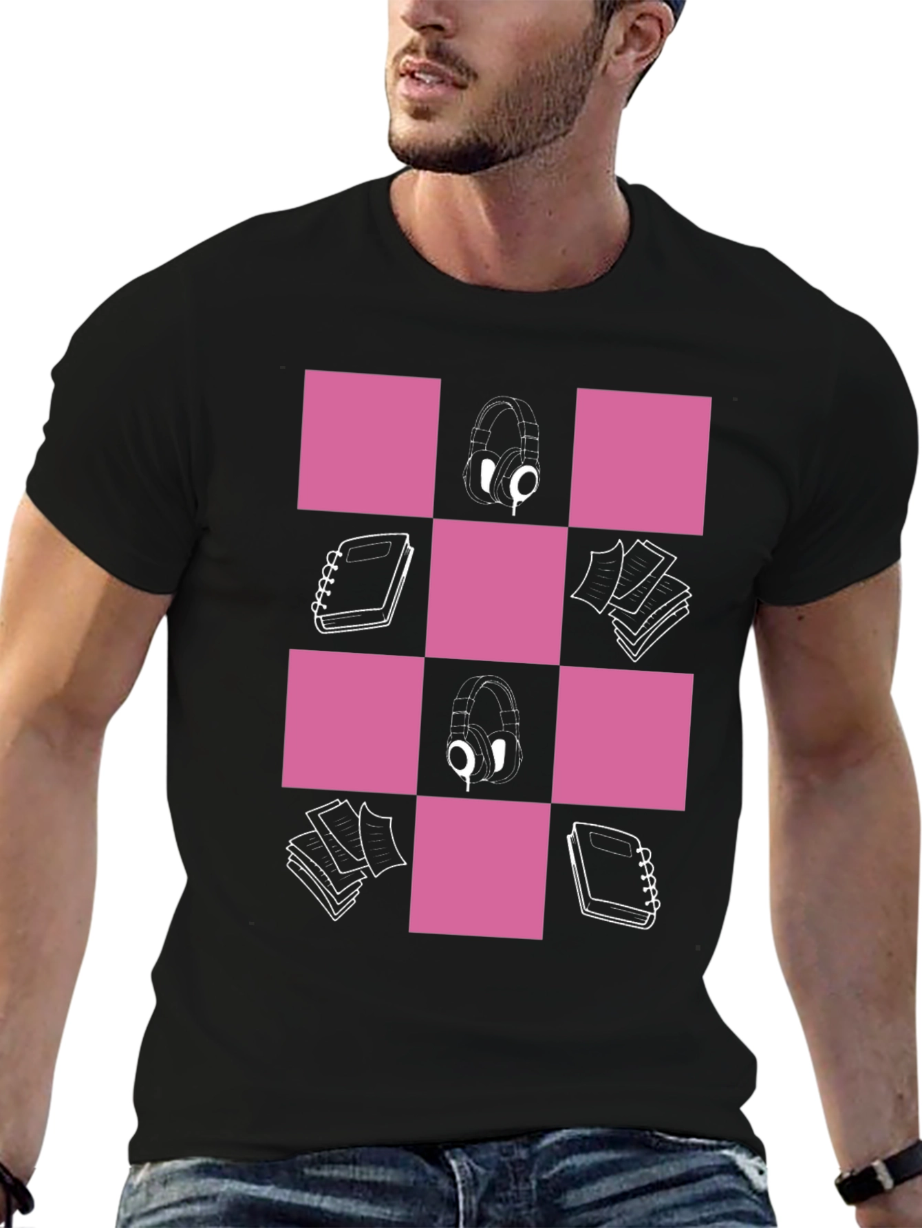 Headphones and Notebooks Graphic Tee