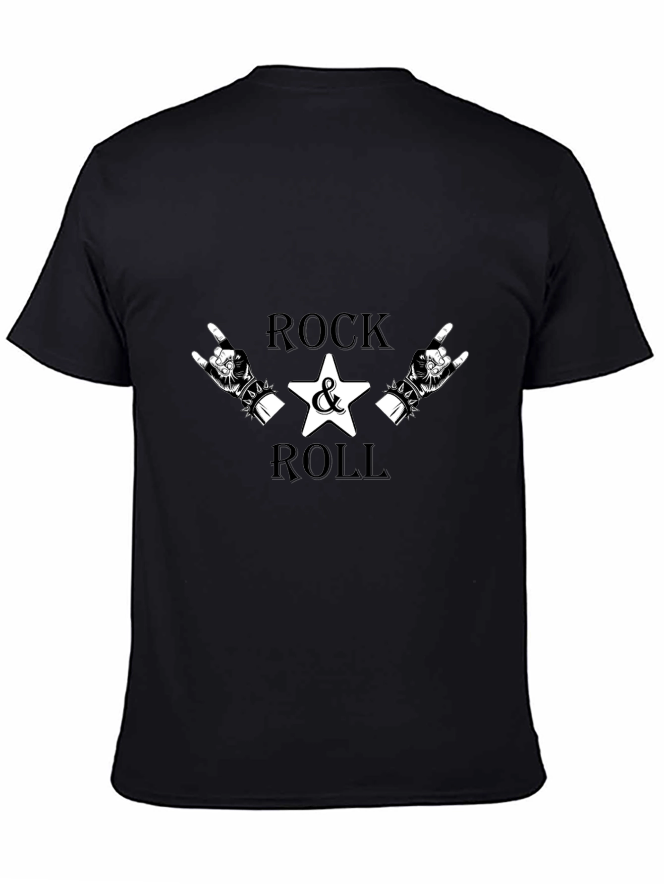 Rock & Roll Graphic Tee - Black Cotton T-Shirt