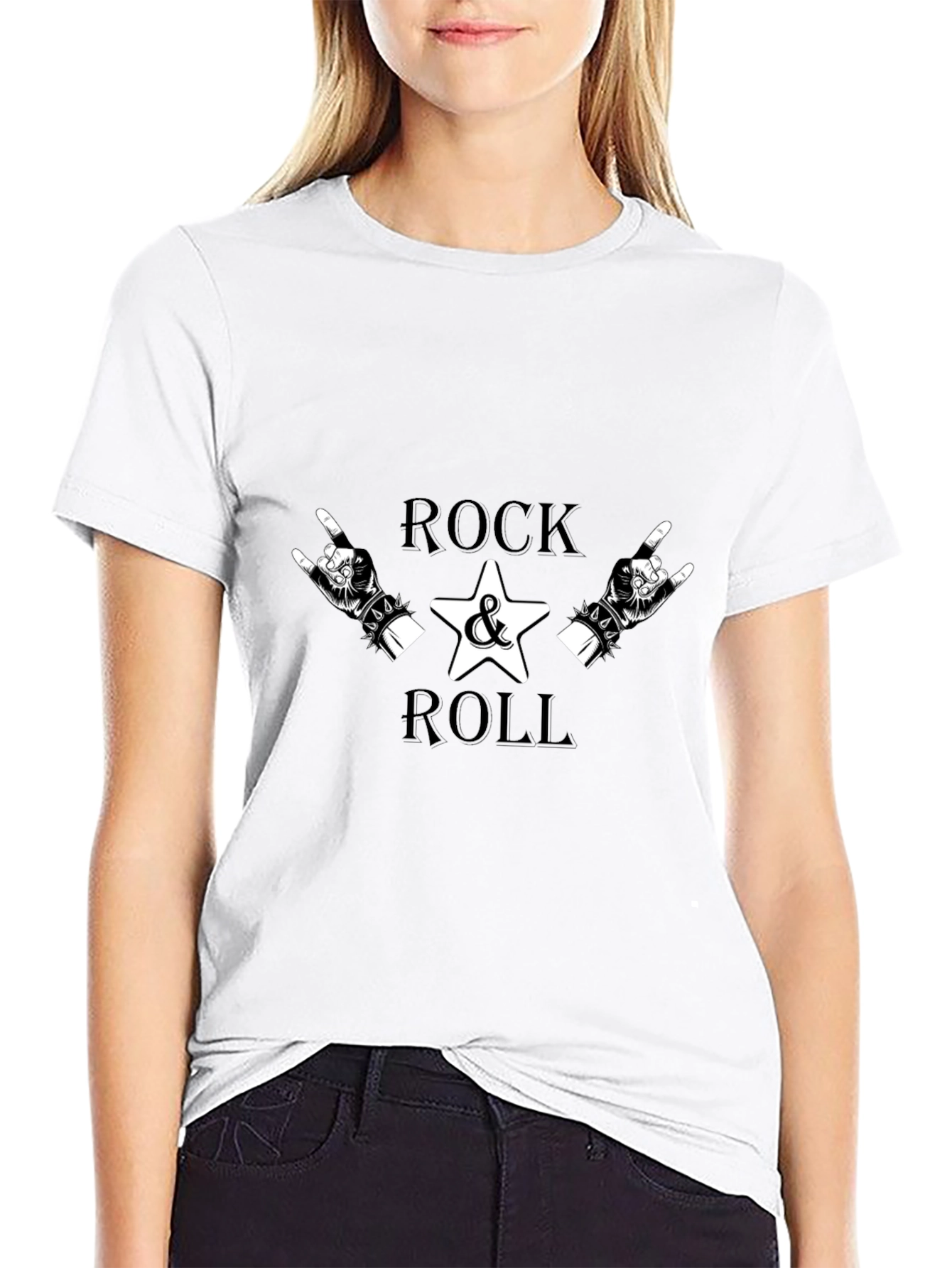 Rock & Roll Graphic Tee - Black Cotton T-Shirt