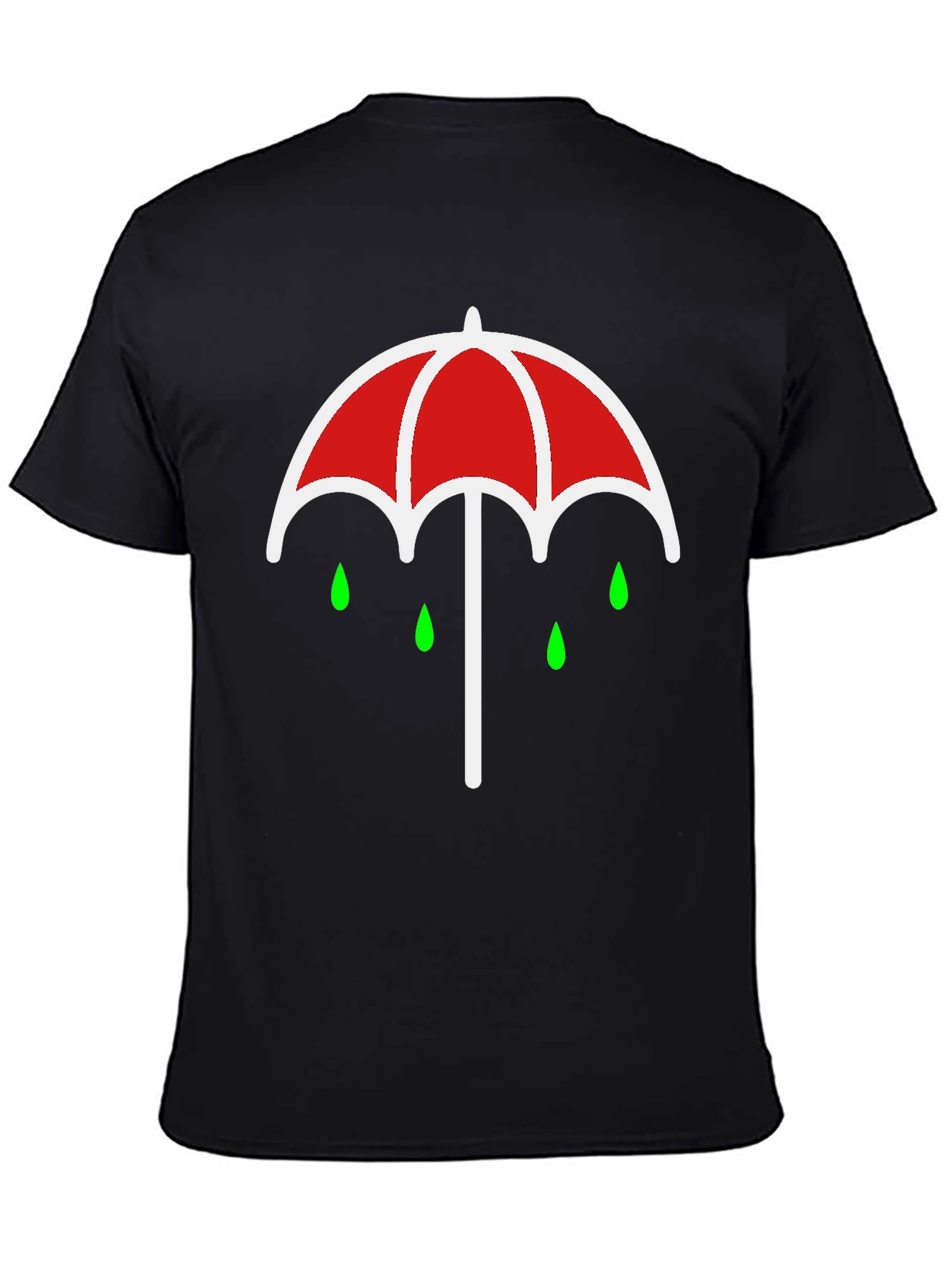 Umbrella Rain Drop Graphic T-Shirt - Black