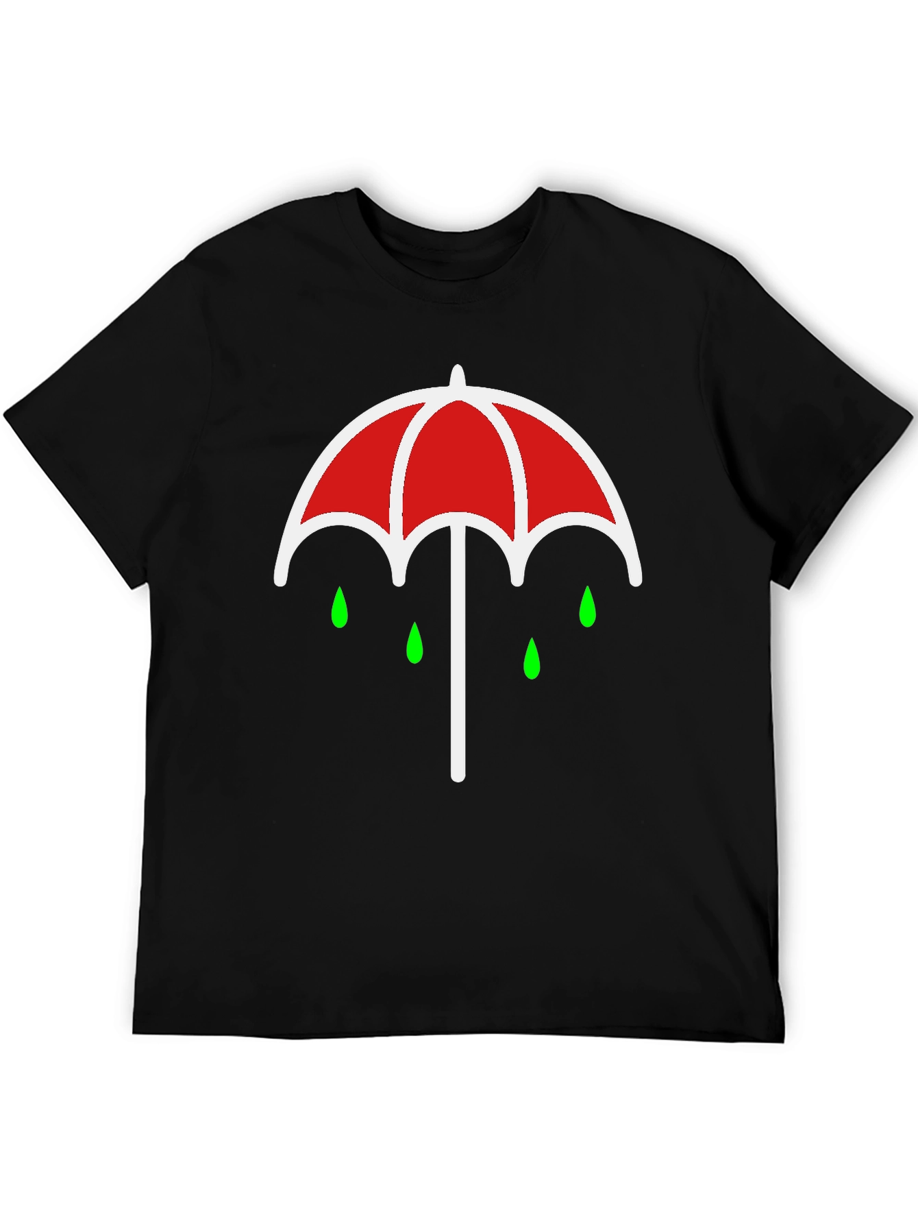 Umbrella Rain Drop Graphic T-Shirt - Black