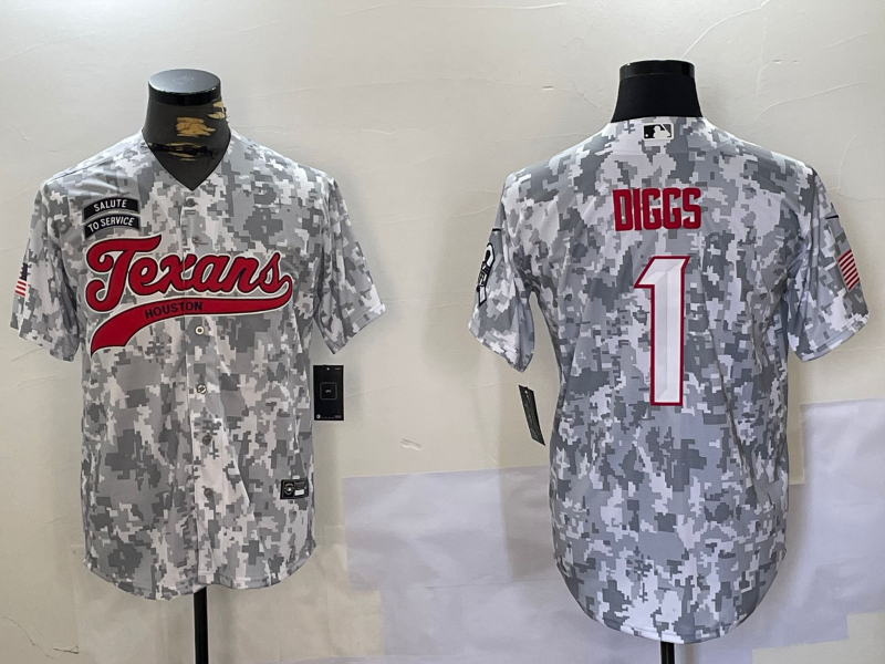 Men's Houston Texans Stefon Diggs #1 Arctic Camo 2024 Salute to Service Player Jerseys