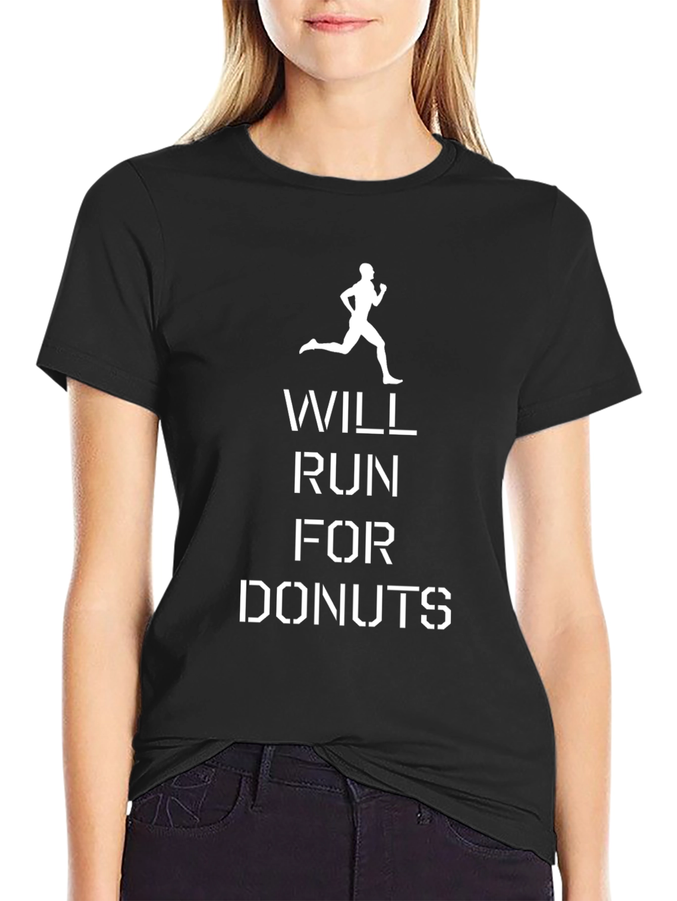 Will Run For Donuts Black Graphic Tee