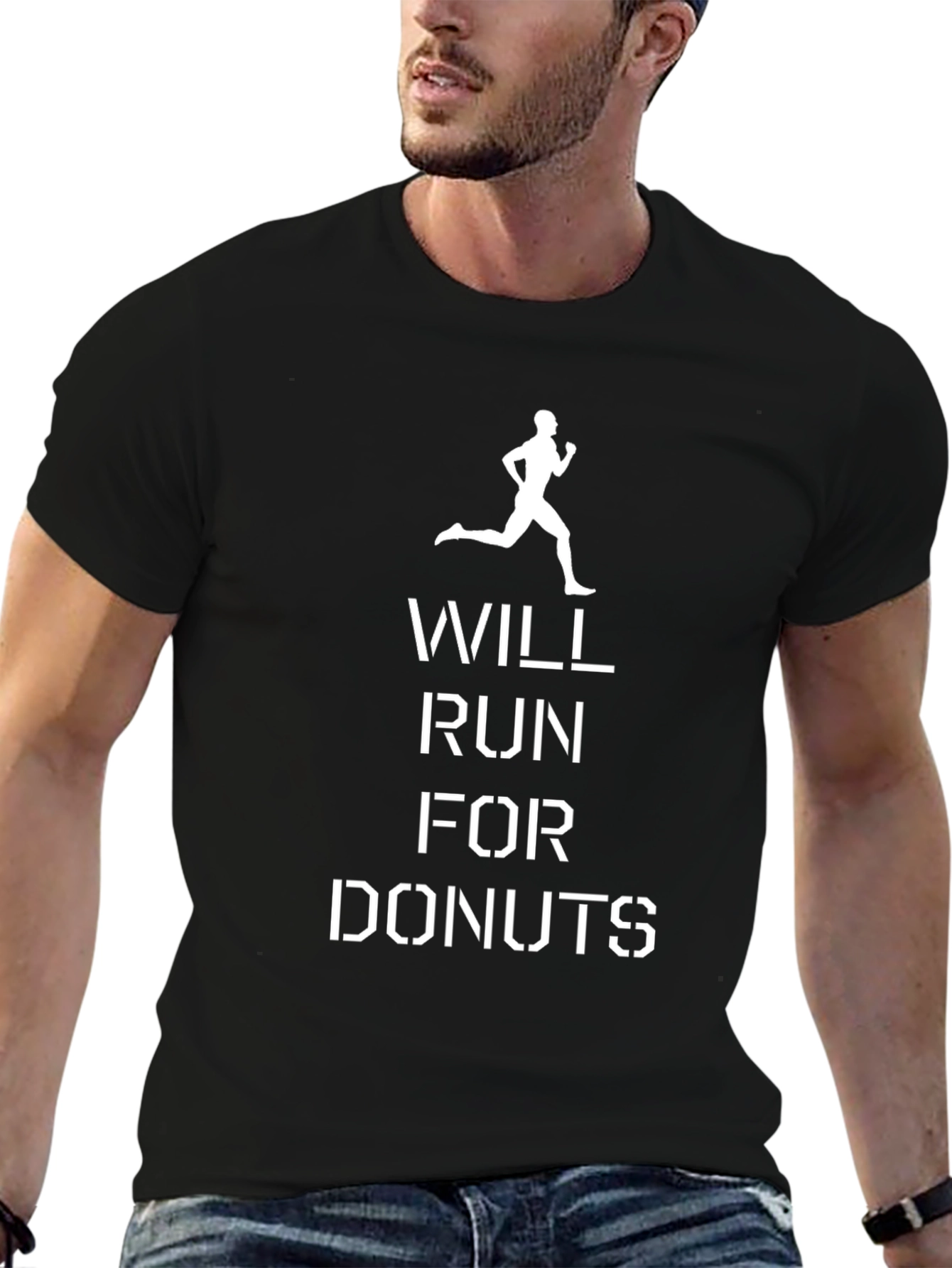 Will Run For Donuts Black Graphic Tee