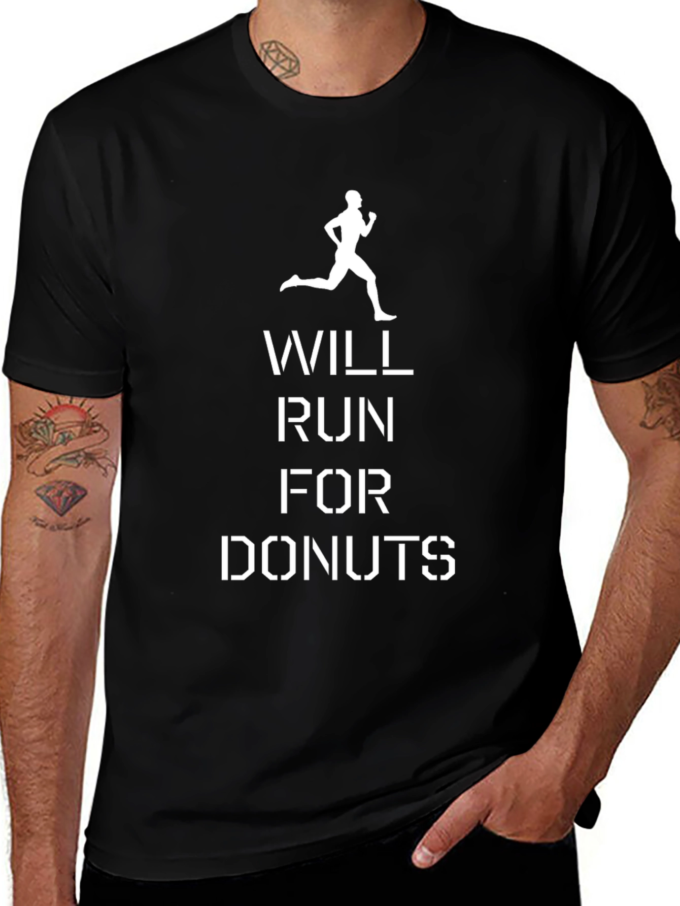 Will Run For Donuts Black Graphic Tee