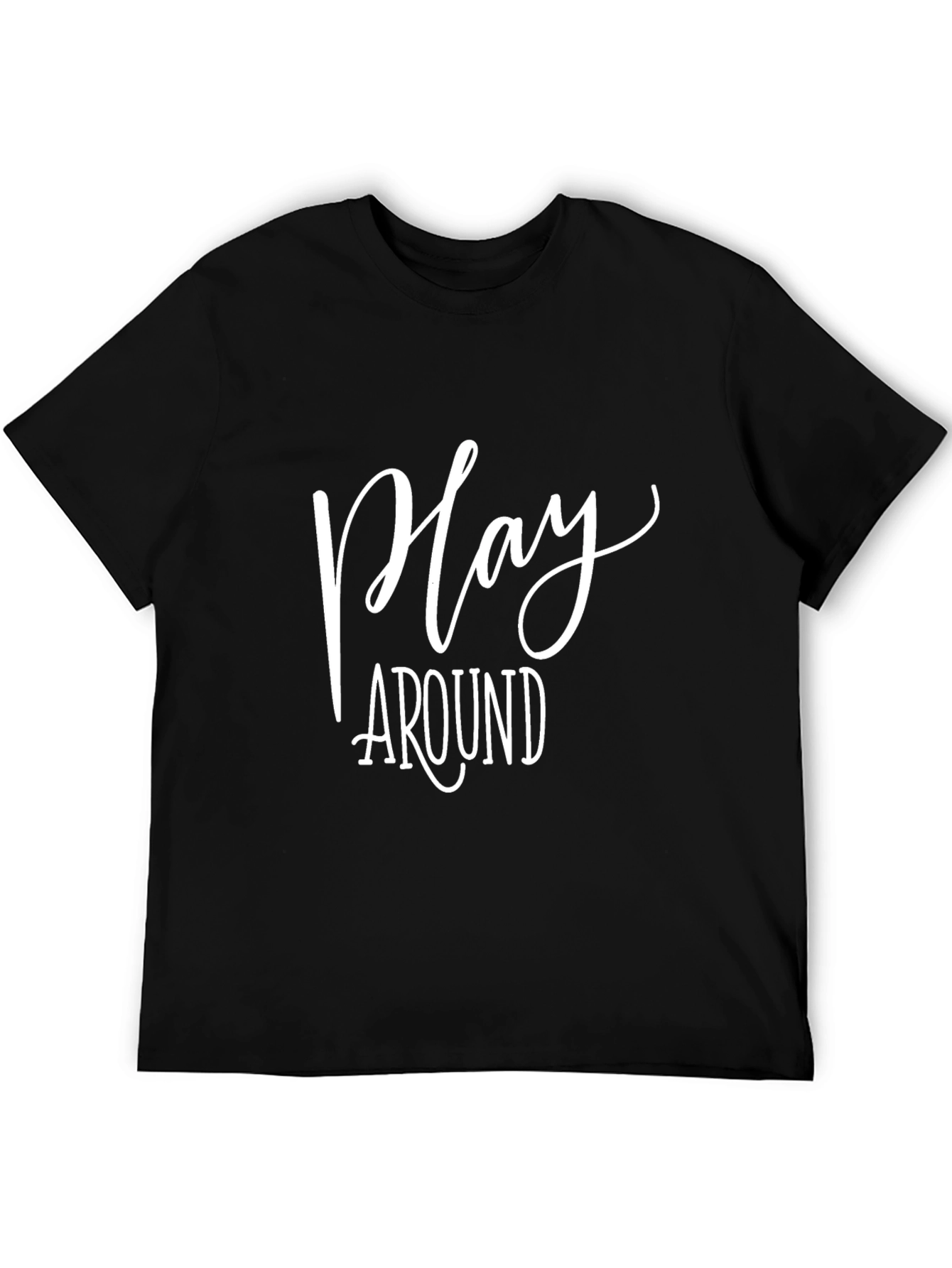 Play Around Black Cotton Graphic T-Shirt