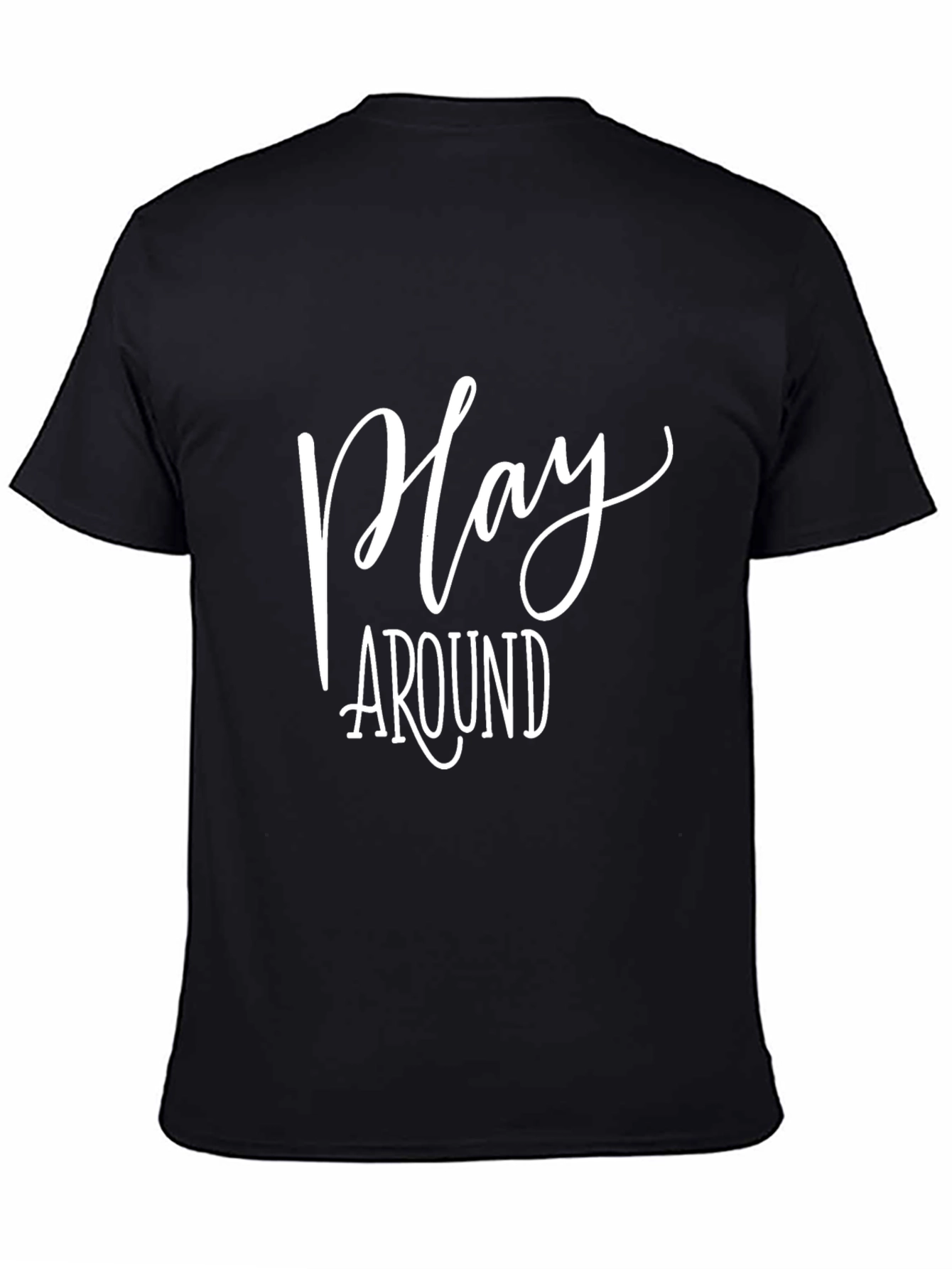 Play Around Black Cotton Graphic T-Shirt