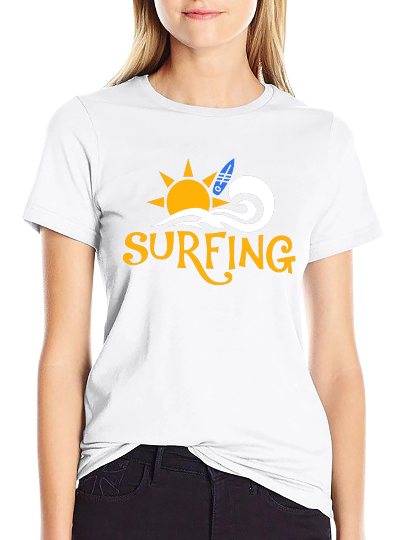 Surfing Graphic Black T-Shirt