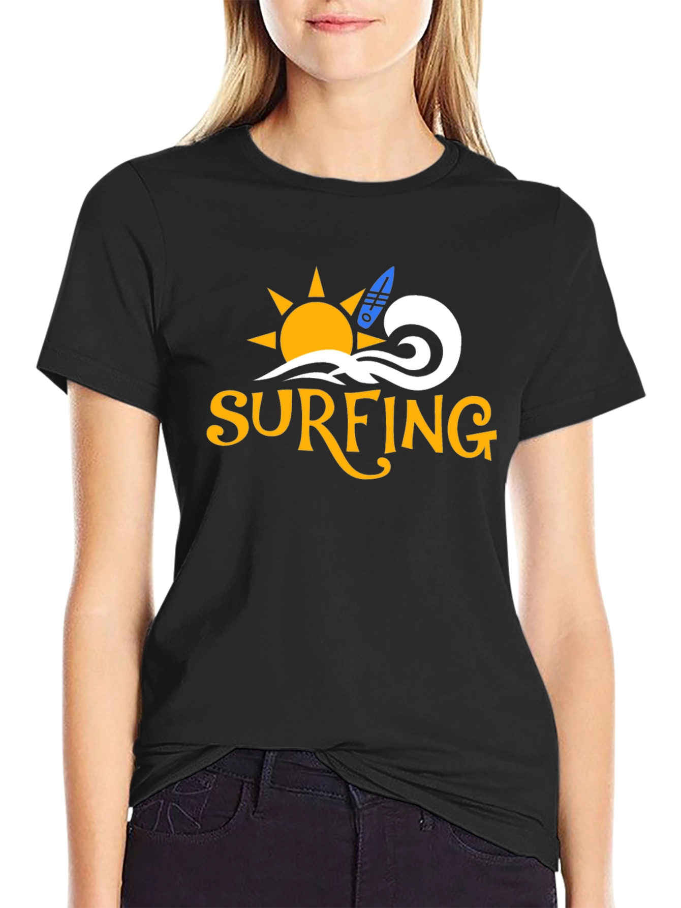 Surfing Graphic Black T-Shirt