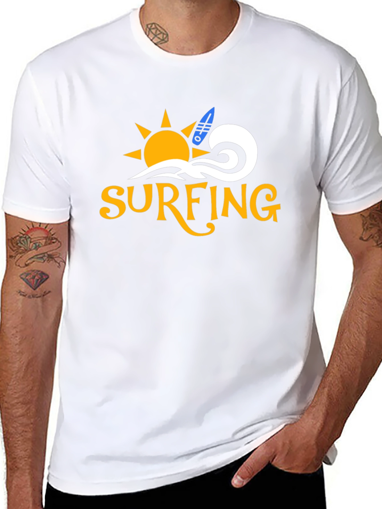 Surfing Graphic Black T-Shirt