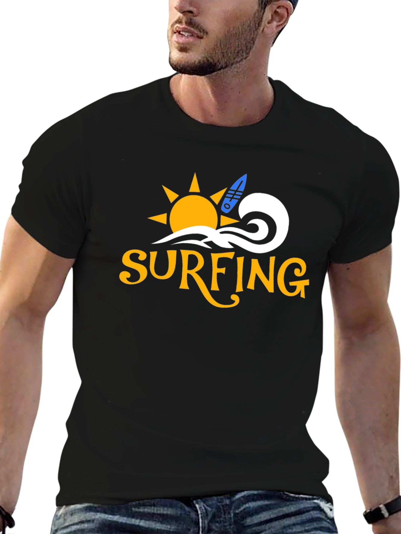 Surfing Graphic Black T-Shirt