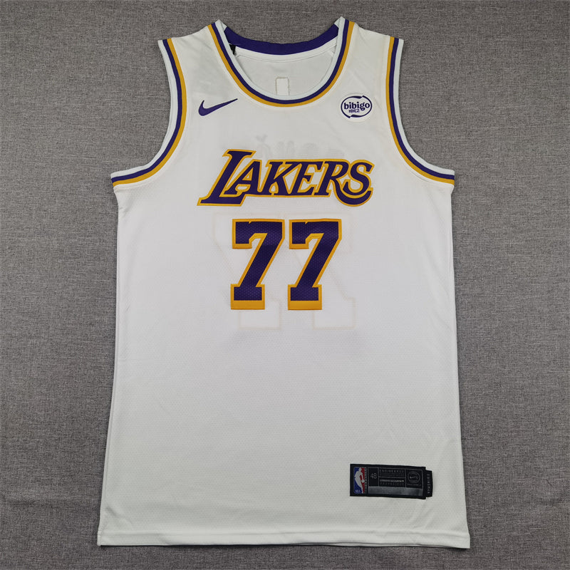Men's Los Angeles Lakers Luka Doncic #77 White Swingman Jerseys - Association Edition