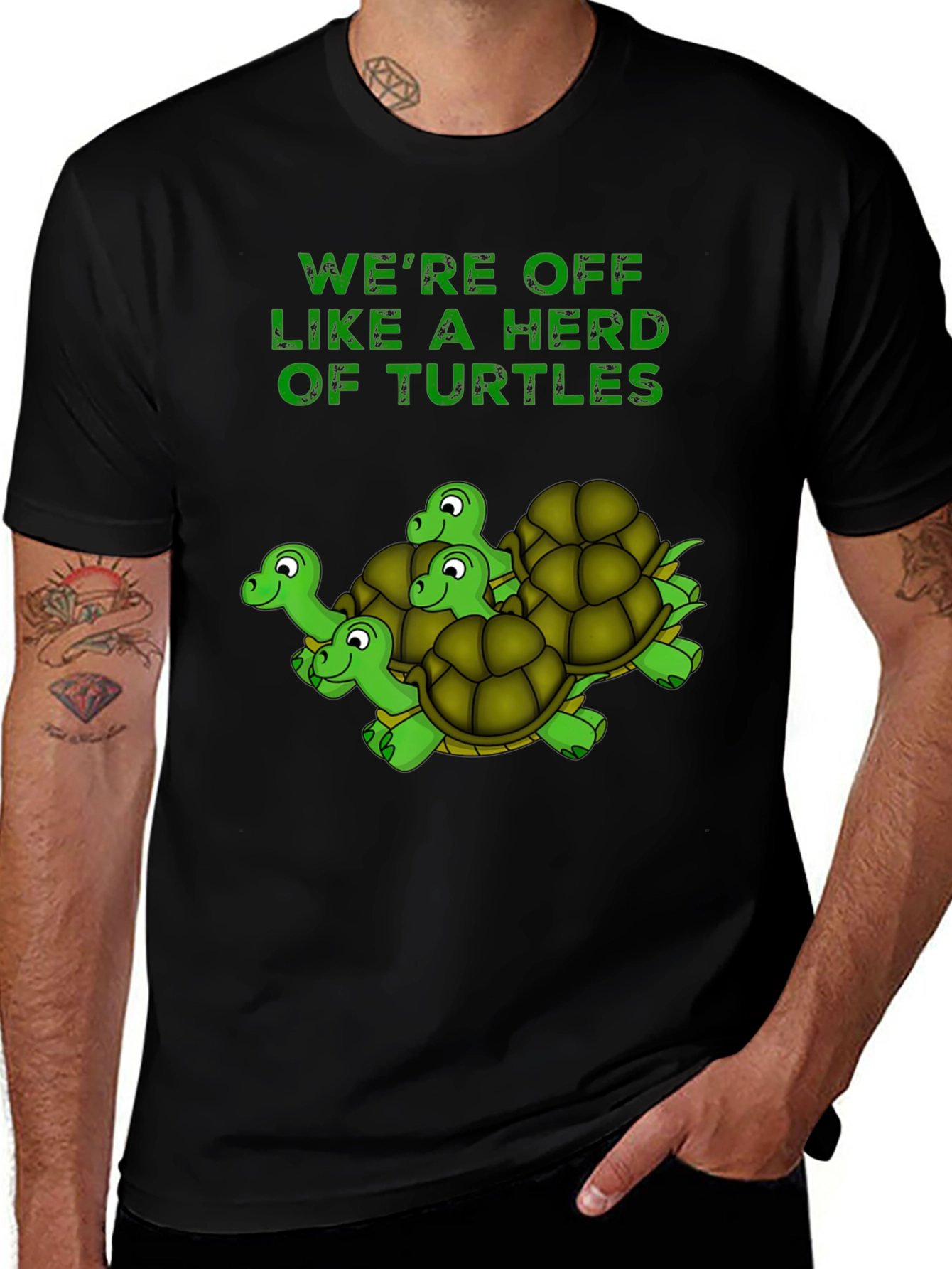 Turtle Herd Graphic T-Shirt - Funny Animal Tee
